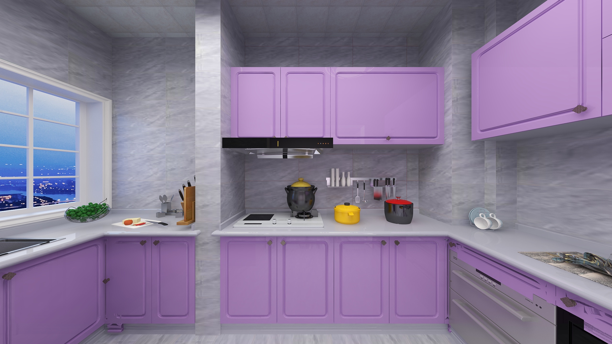 设计师Miss李-100多平紫色系装修效果图