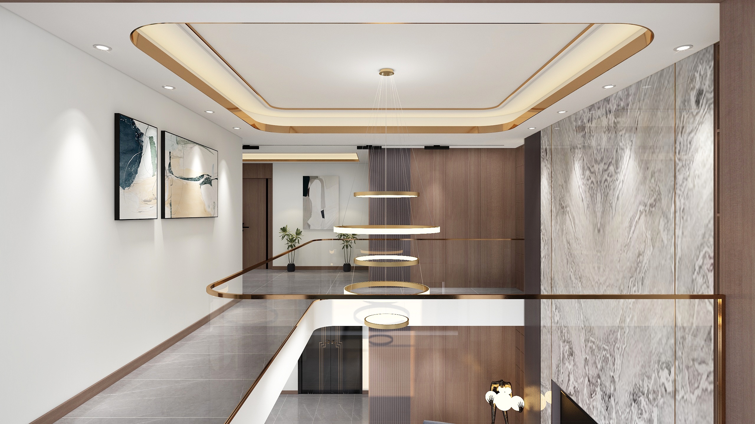 旭达莉设计-超高客厅新中轻奢别墅-装修设计方案