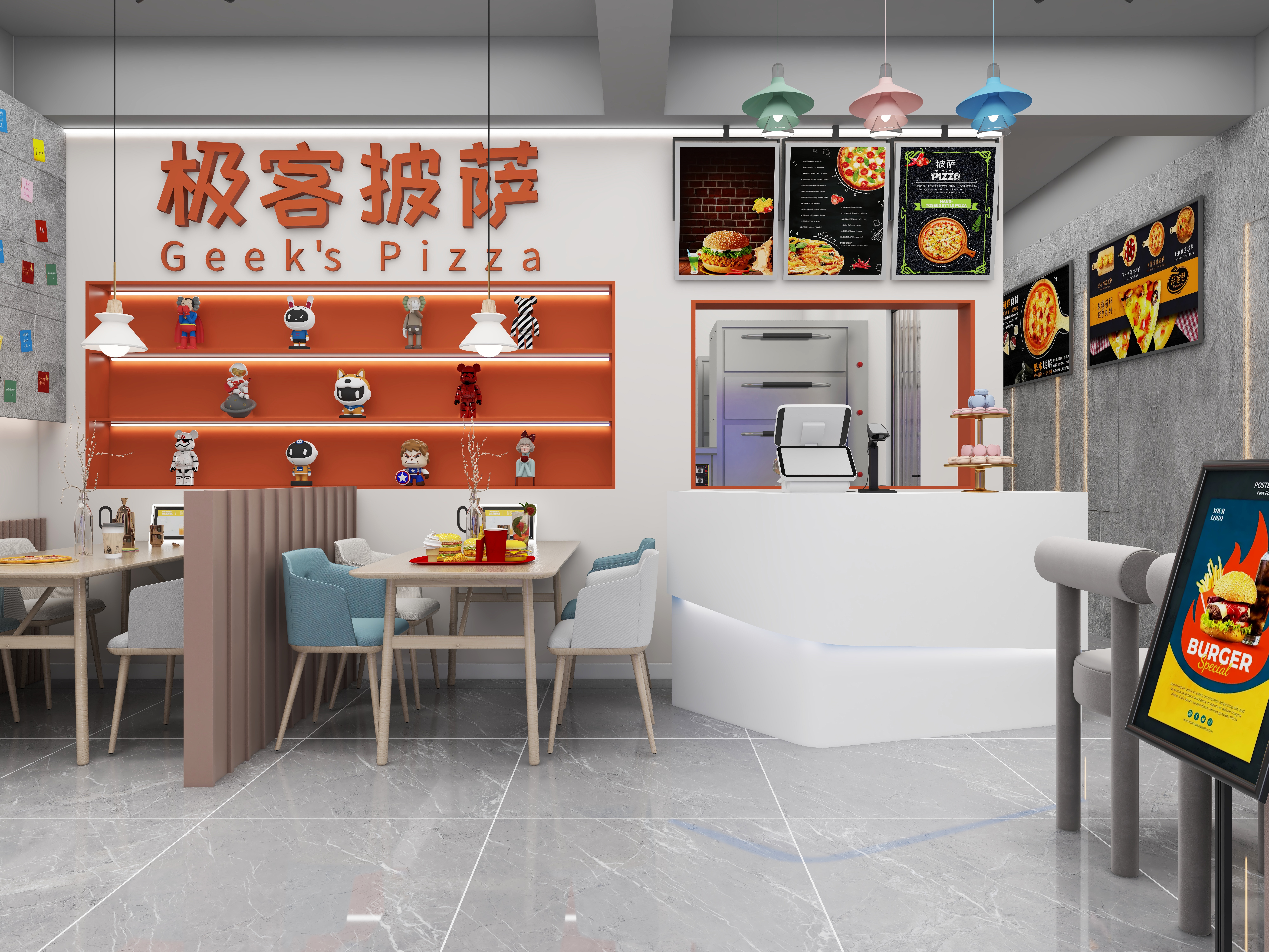蒋文甫-极客披萨千禧苑店-装修设计方案