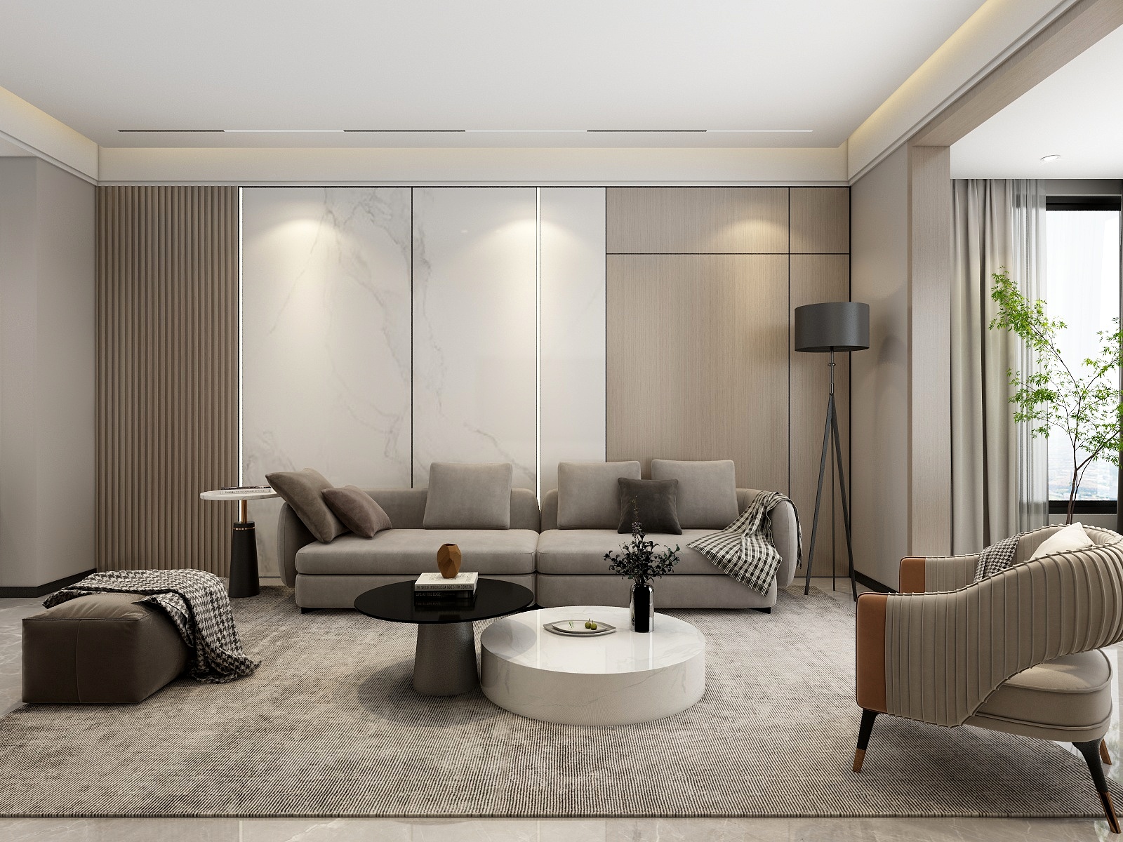 吴爽-132平米现代轻奢风格三室设计装修效果图