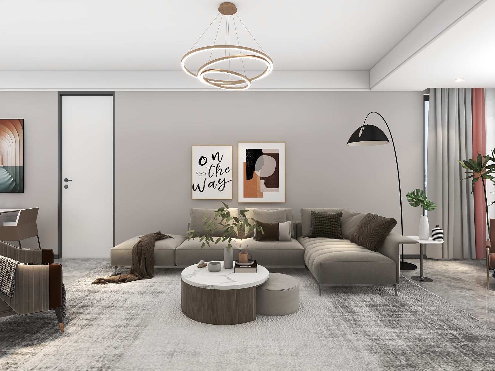 吴爽-108平米现代轻奢风格三室设计装修效果图