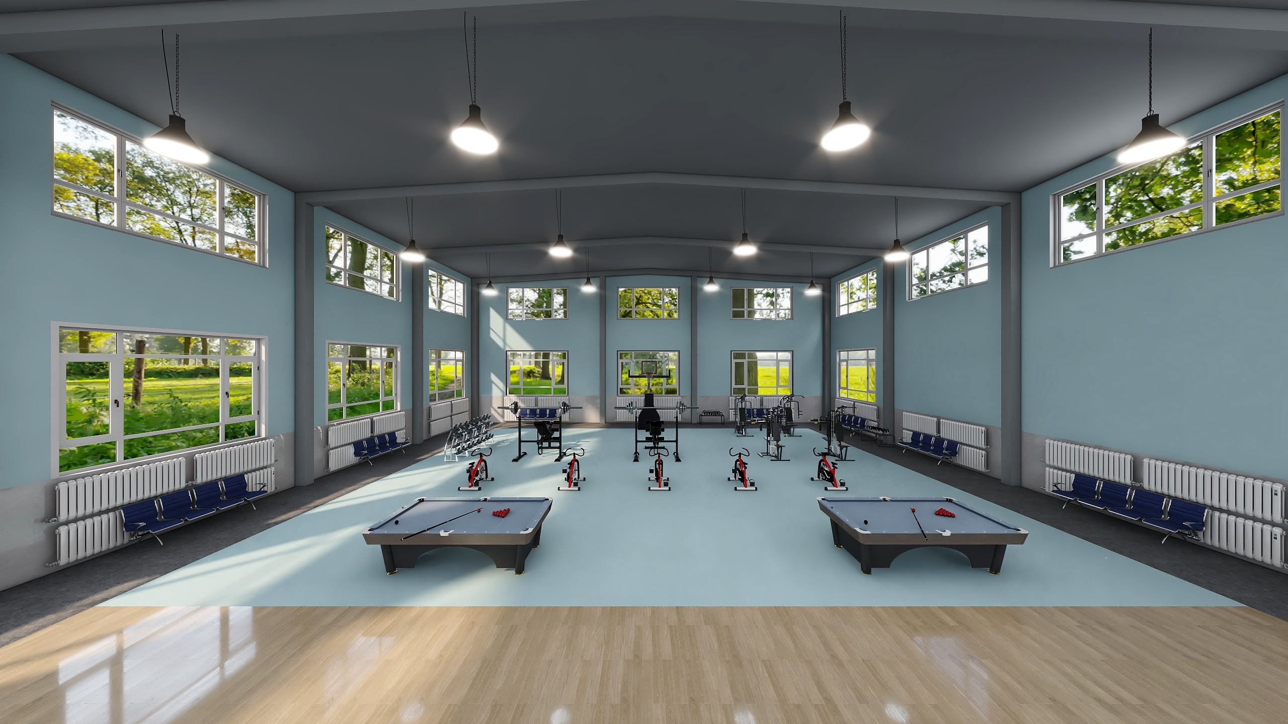 辽阳市七号设计工作室-辽化消防队健身室-装修设计方案