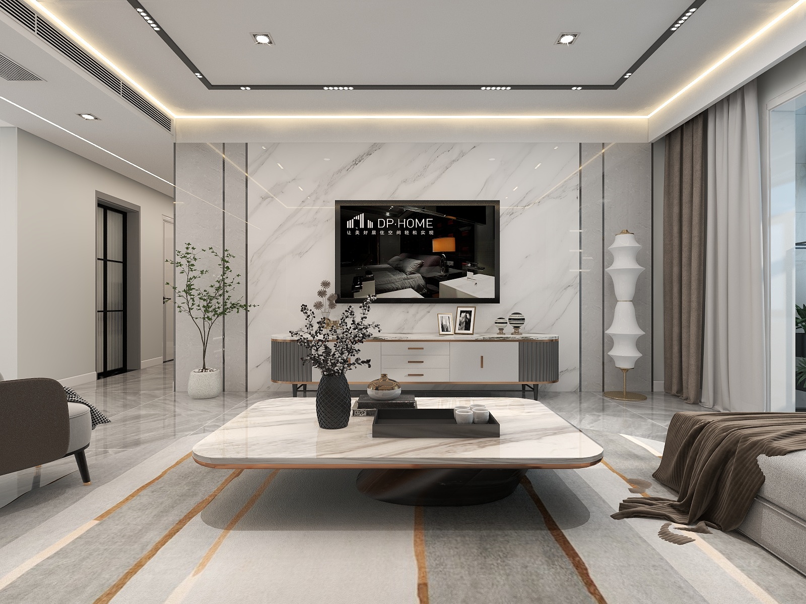 喵柚薄荷-黄金谷141平轻奢风-装修设计方案