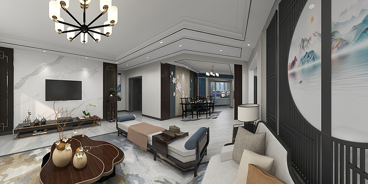 挖奔子跑-新中式.dwg-装修设计方案