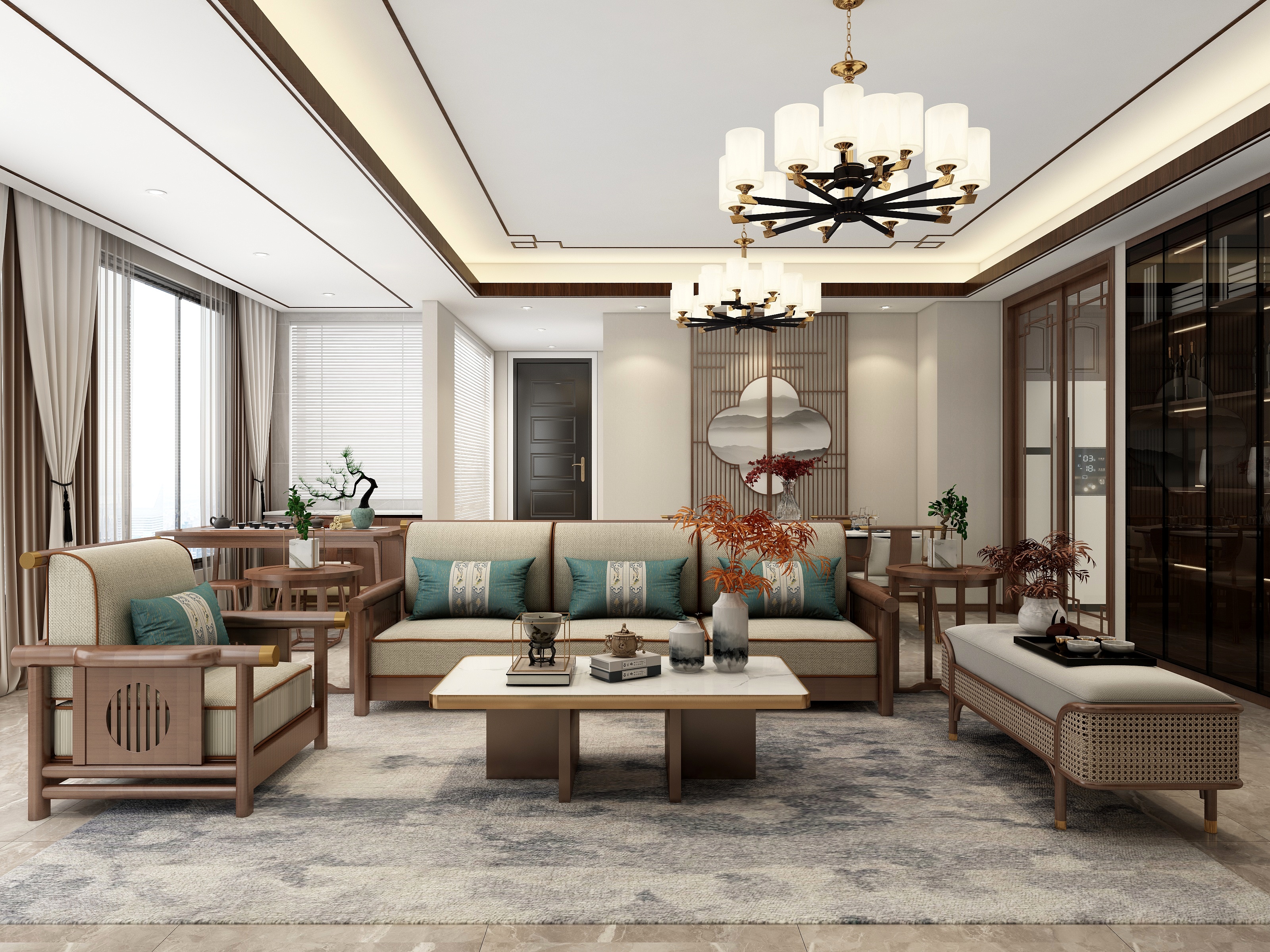 吴爽-153平米新中式风格四室设计投稿装修效果图