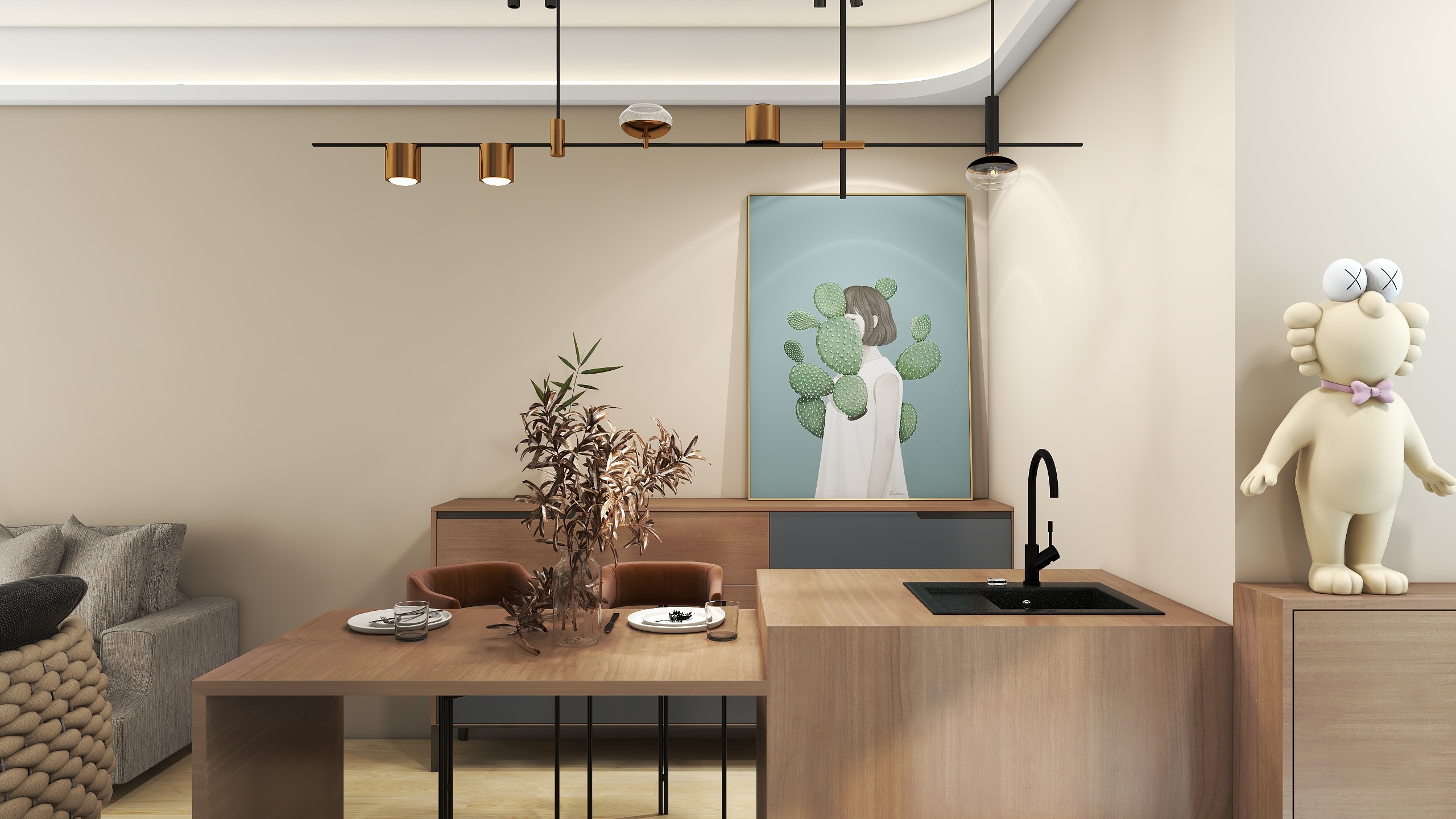 英浦瑞斯设计-德信海德公园83.00㎡A2’3室2厅1卫1厨-装修设计方案