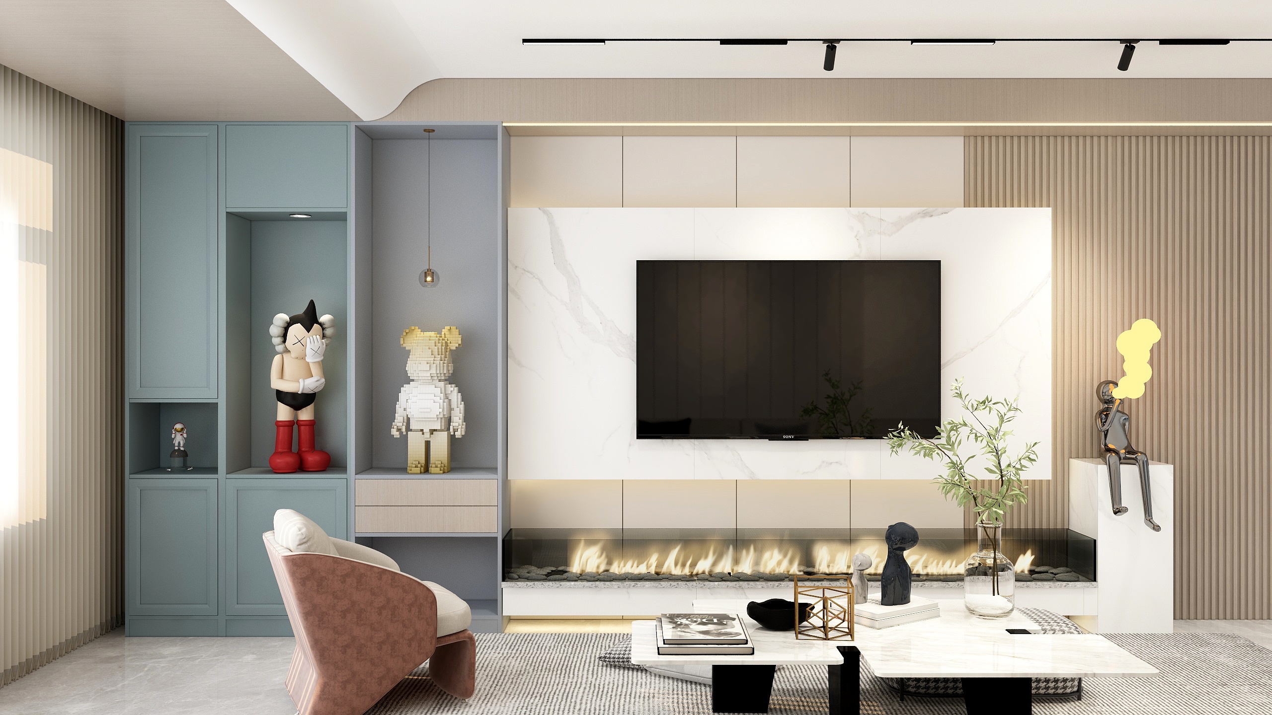 三石设计丨王云鹏-现代无主灯设计方案装修效果图