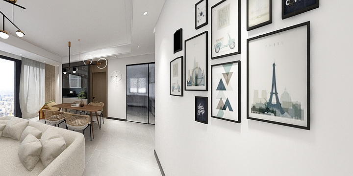 HM效果图-瑞和园89.50㎡B户型3室2厅1卫-装修设计方案