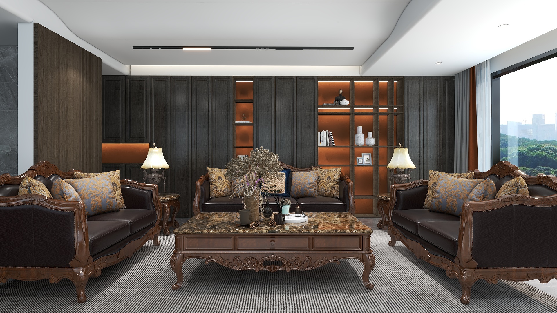 张xw-轻奢美式客厅-装修设计方案