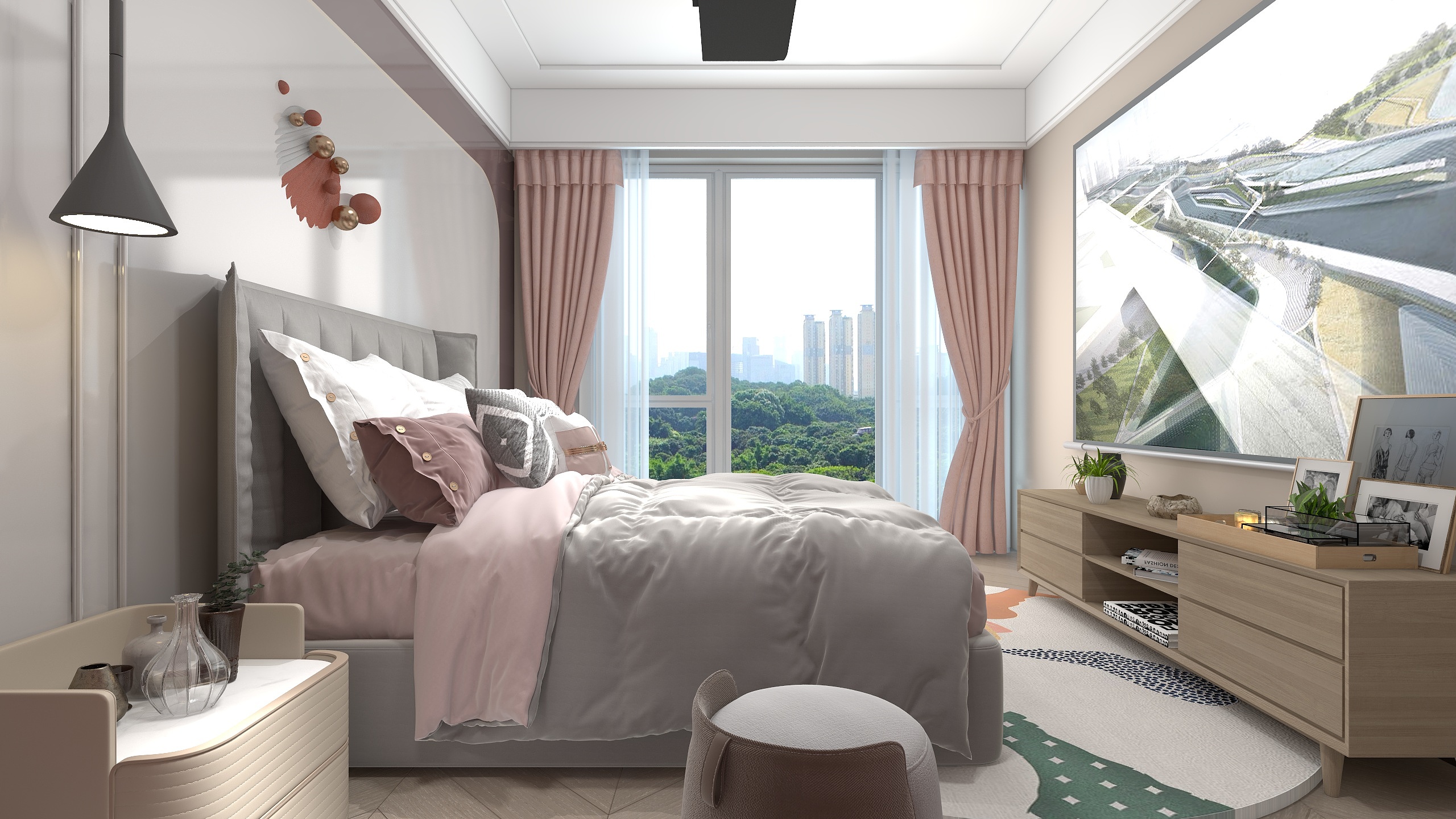 王瑞强-德信海德公园83.00㎡A2’3室2厅1卫1厨装修效果图