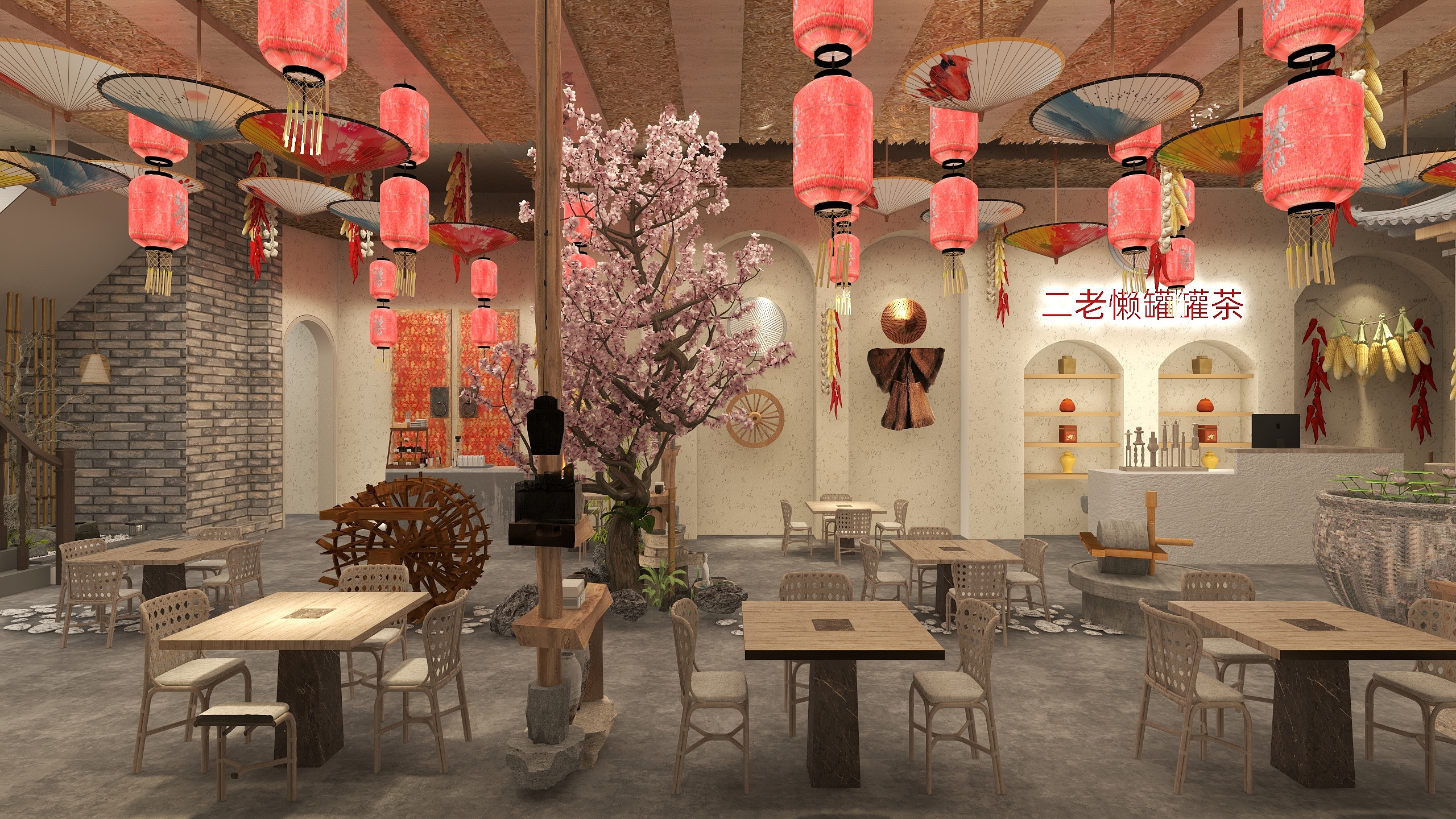 新中川-民俗罐罐茶楼装修效果图