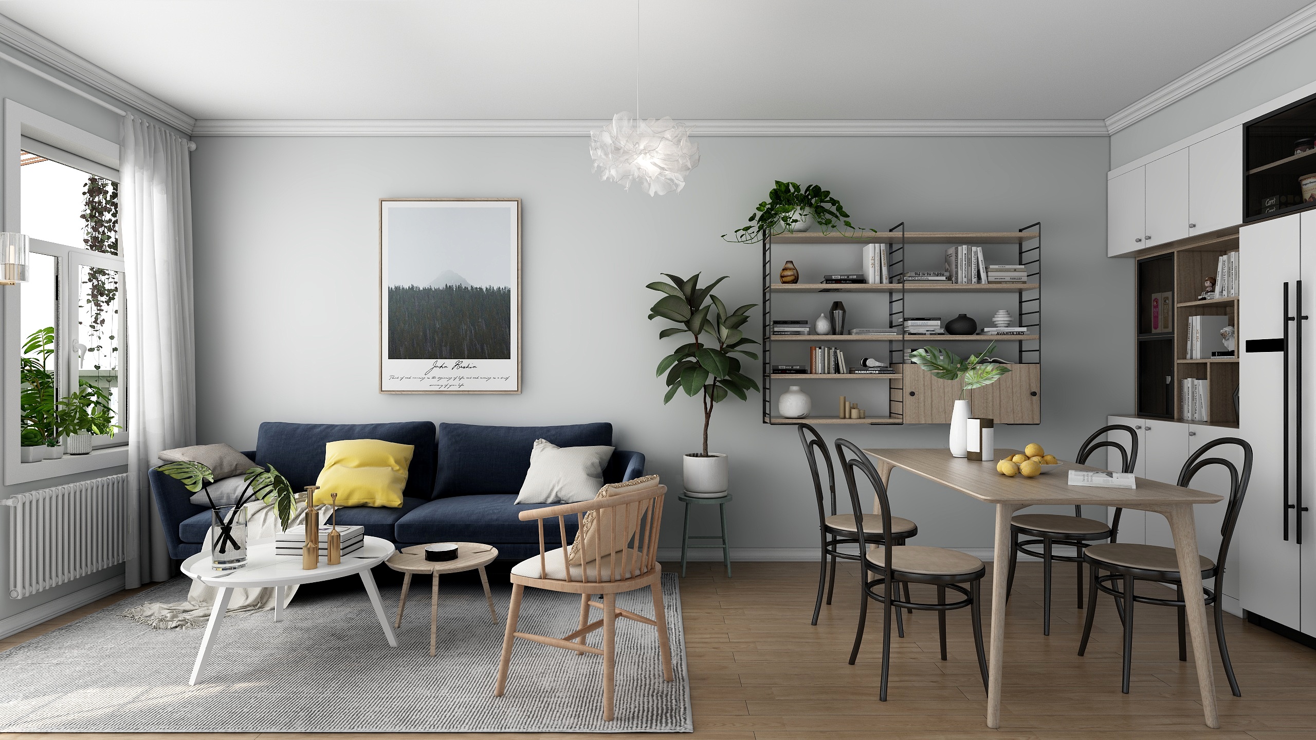 全案设计魏宇-德信海德公园83.00㎡A2’3室2厅1卫1厨装修效果图