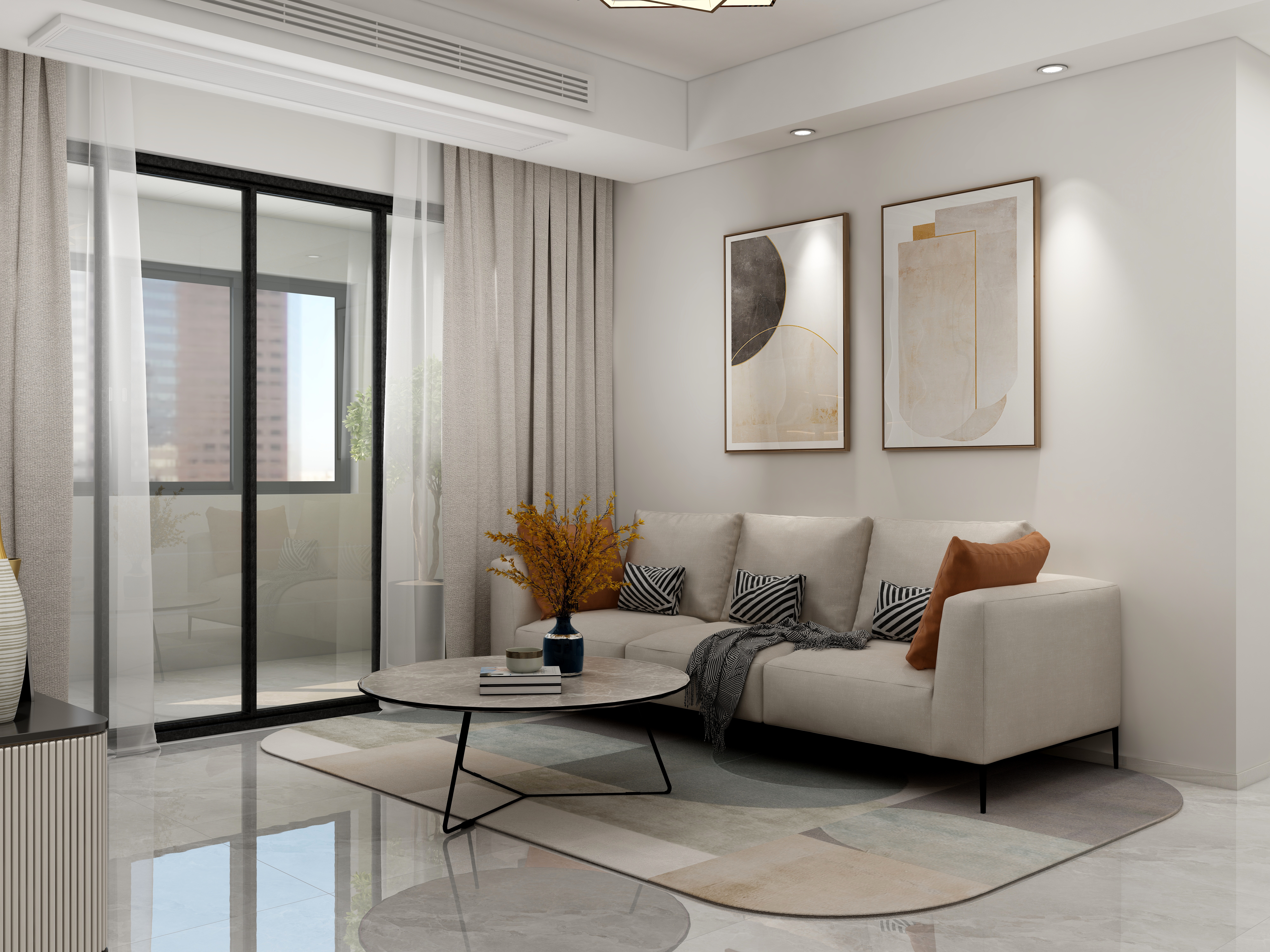 效果图制作12-75平面现代二居-装修设计方案