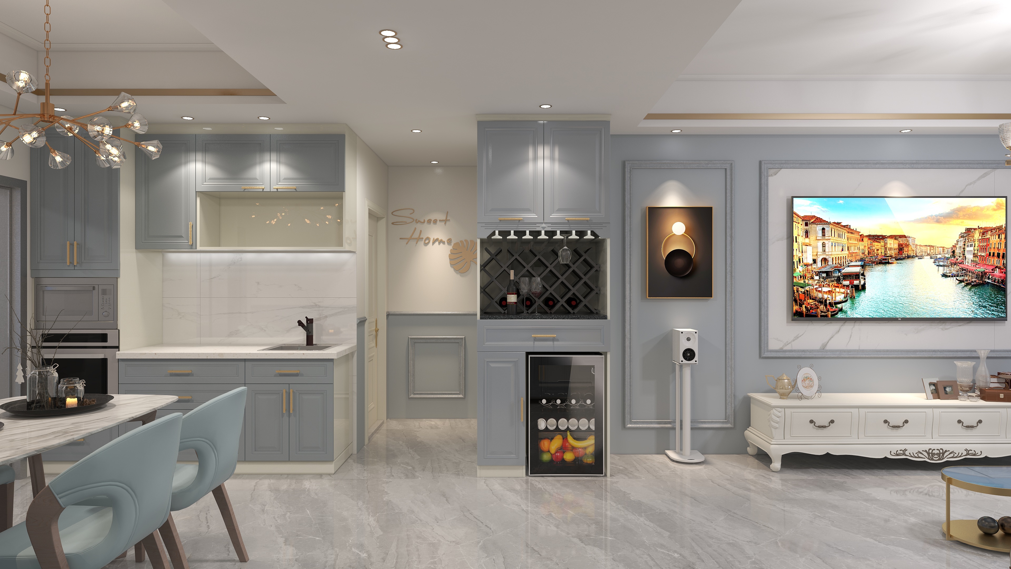 书香袭人-斑斓莫兰蒂-简美三居室-装修设计方案