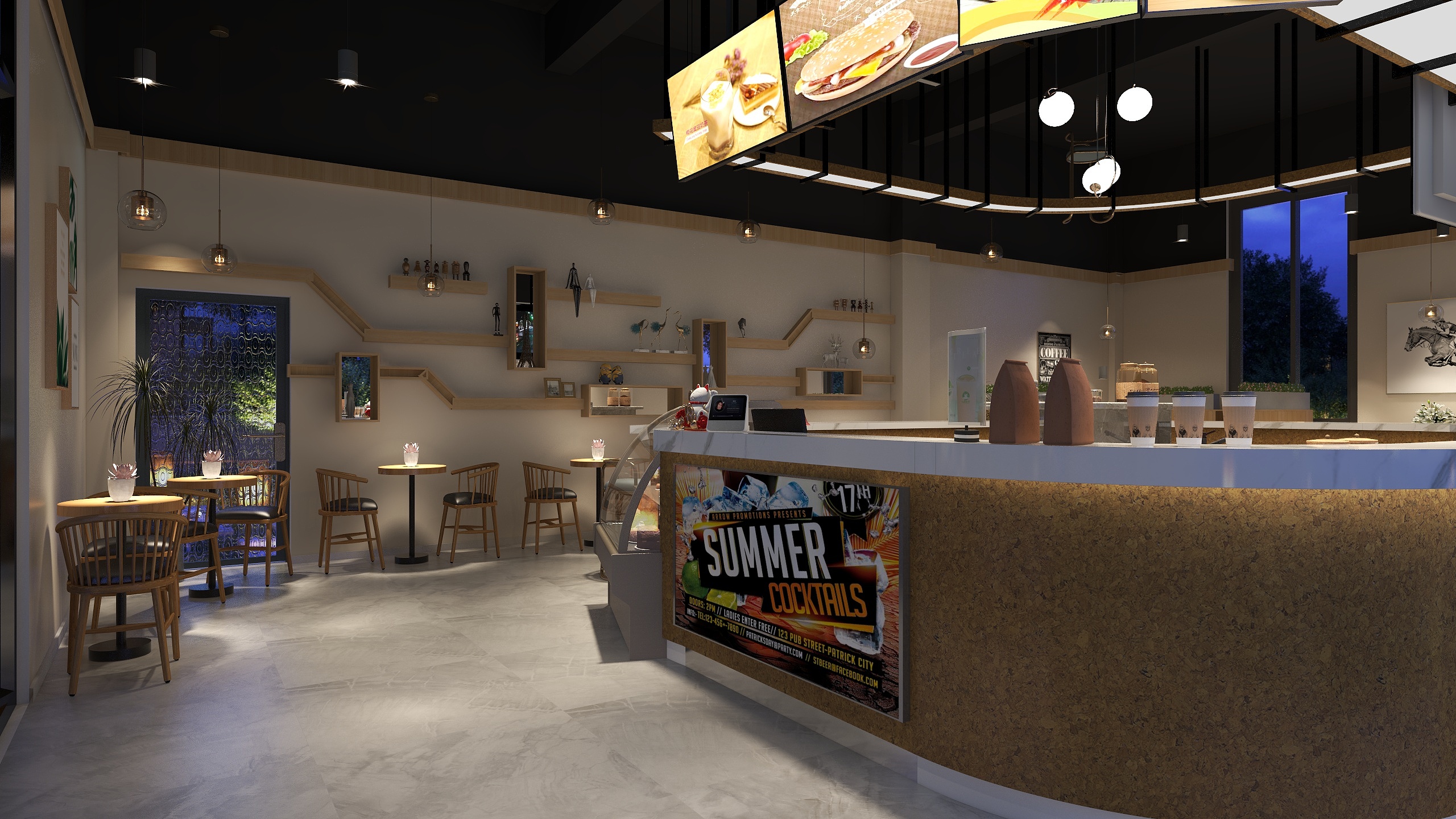 铭瑞装饰设计有限公司-传奇小镇咖啡厅-装修设计方案