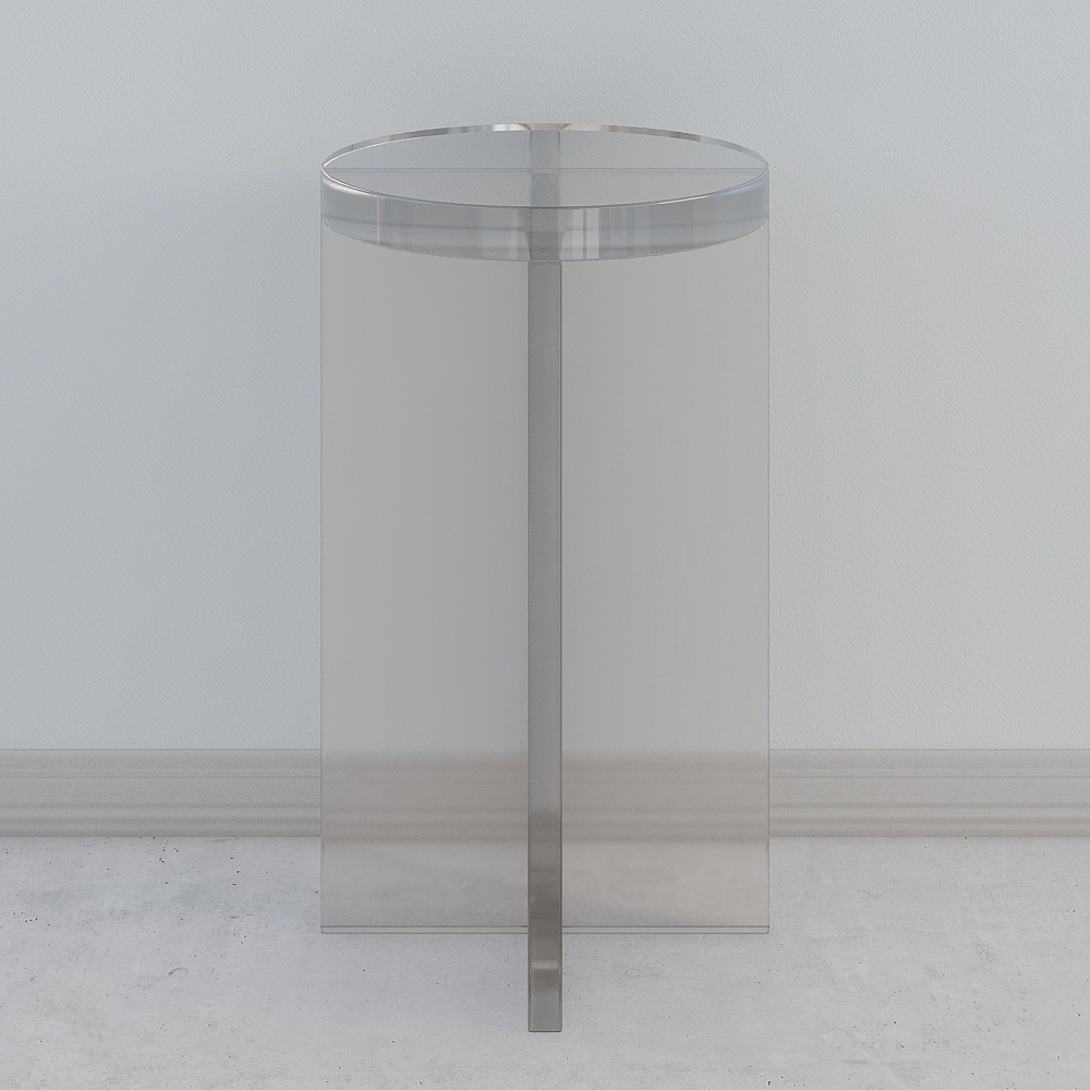 Round Clear Acrylic End Table Modern Side Table