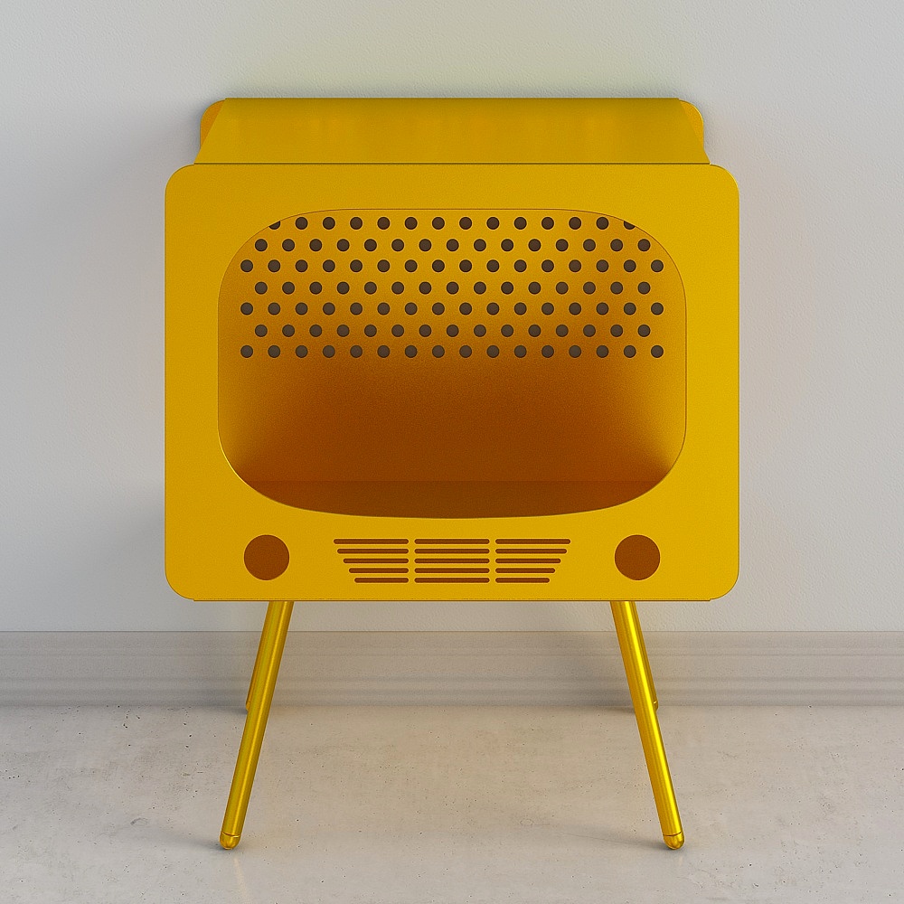 Stert TV Sculpt Display Shelving Unique End Table in Yellow