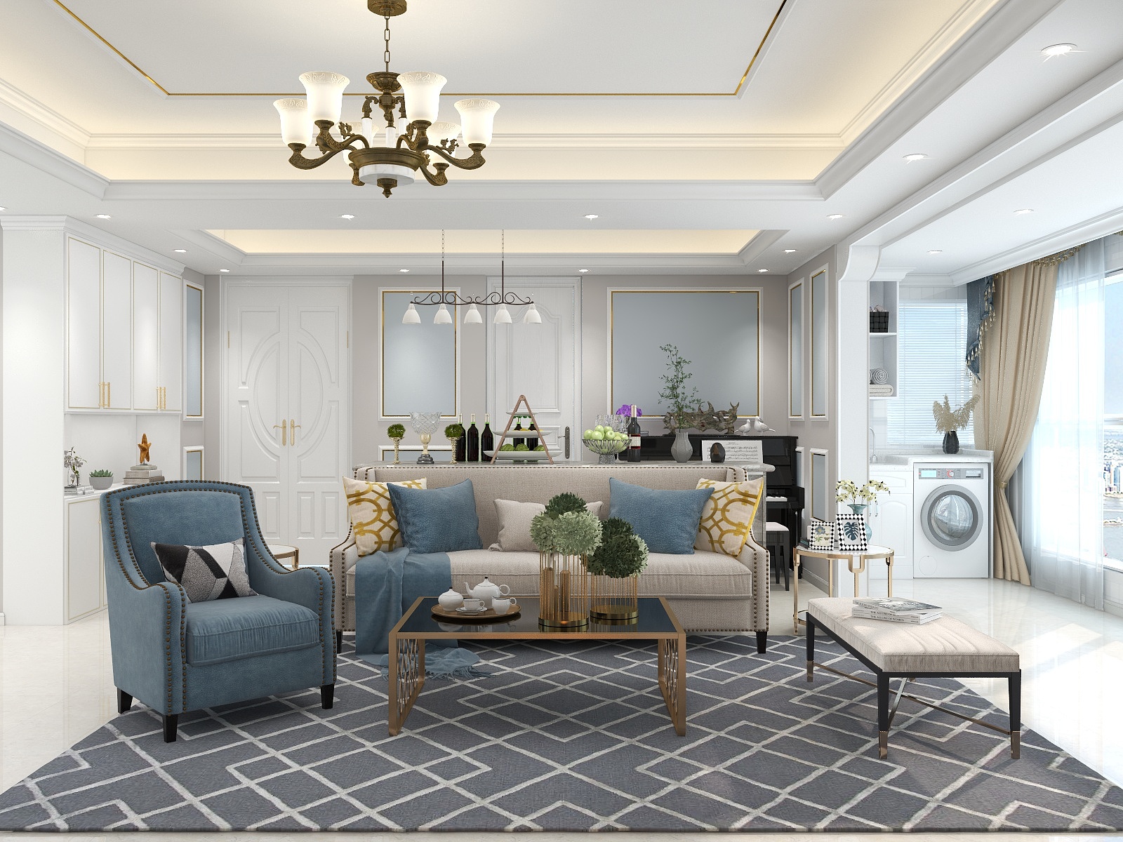 刘志昂-《晨韵》--美式三居-装修设计方案