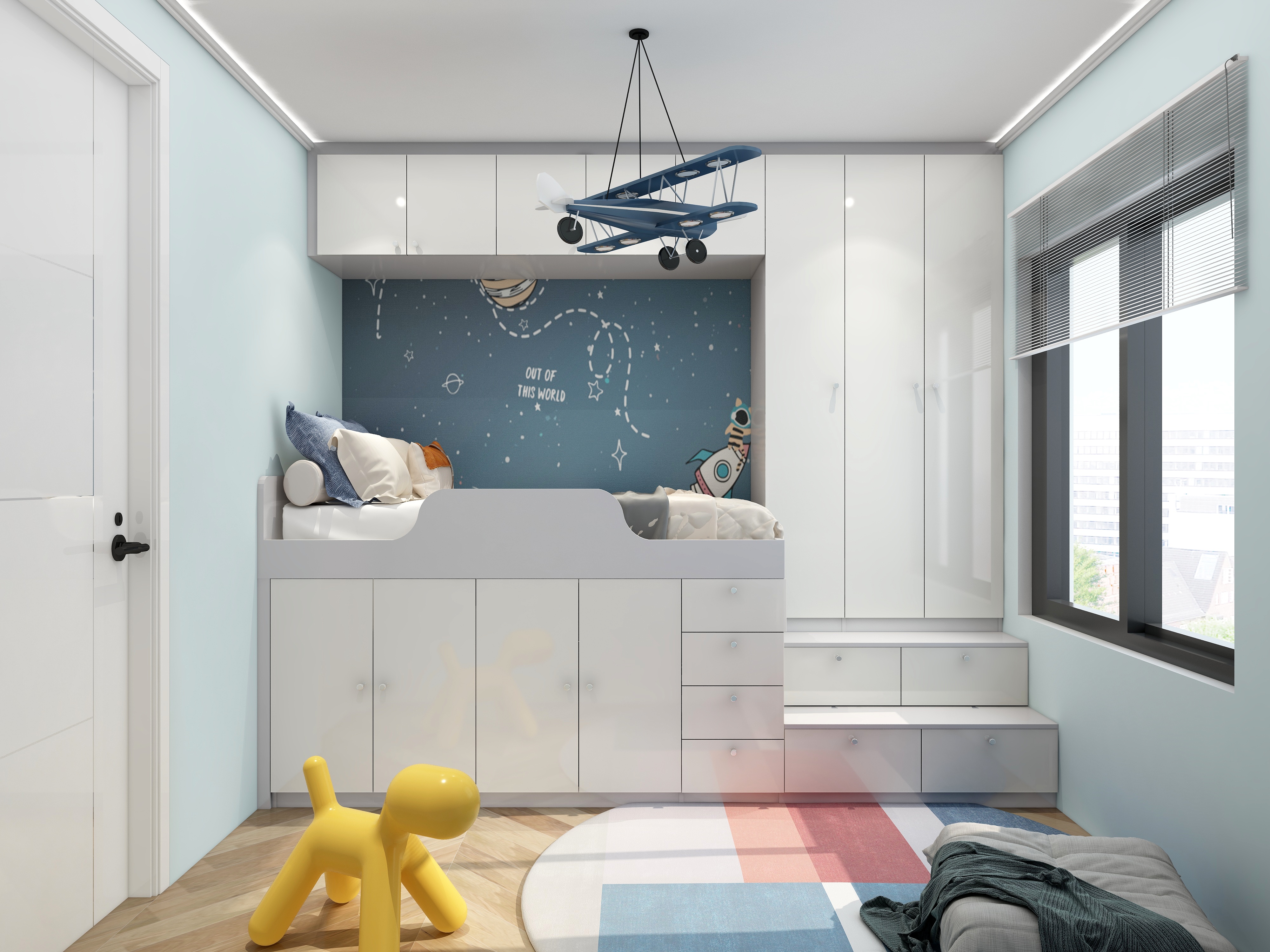 青柯qing-现代儿童房多功能衣柜组合-装修设计方案