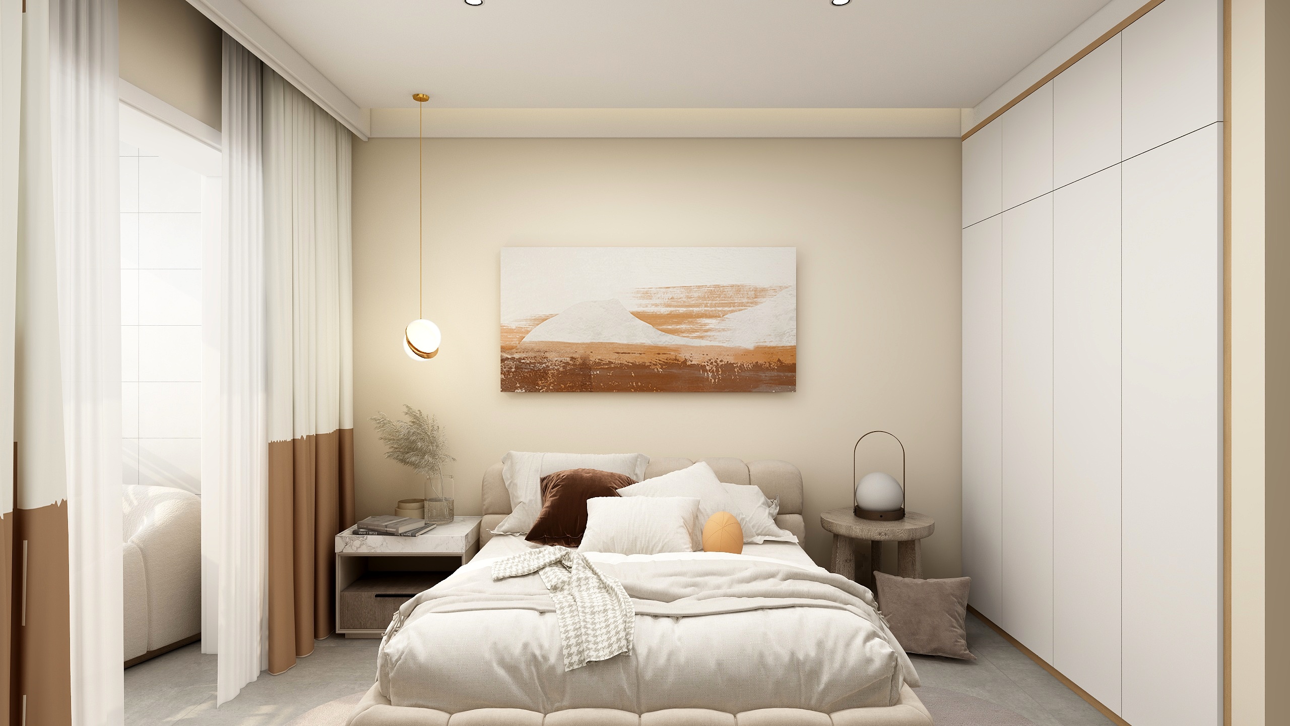 大柚子家-府河丽苑88㎡3室装修效果图