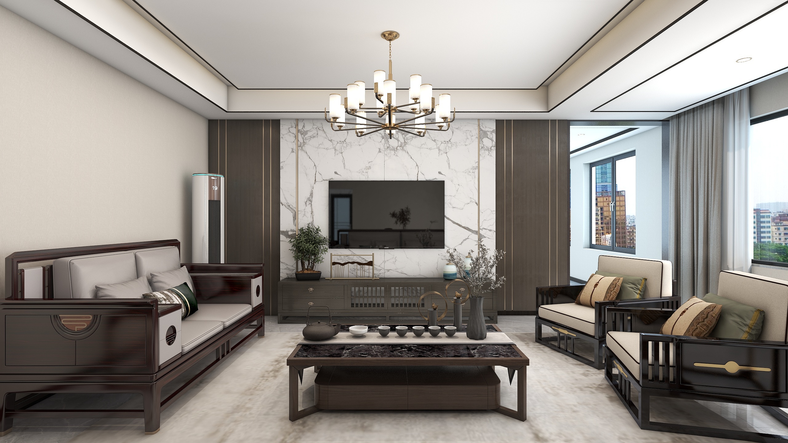 李青越-162方新中式四居室装修效果图