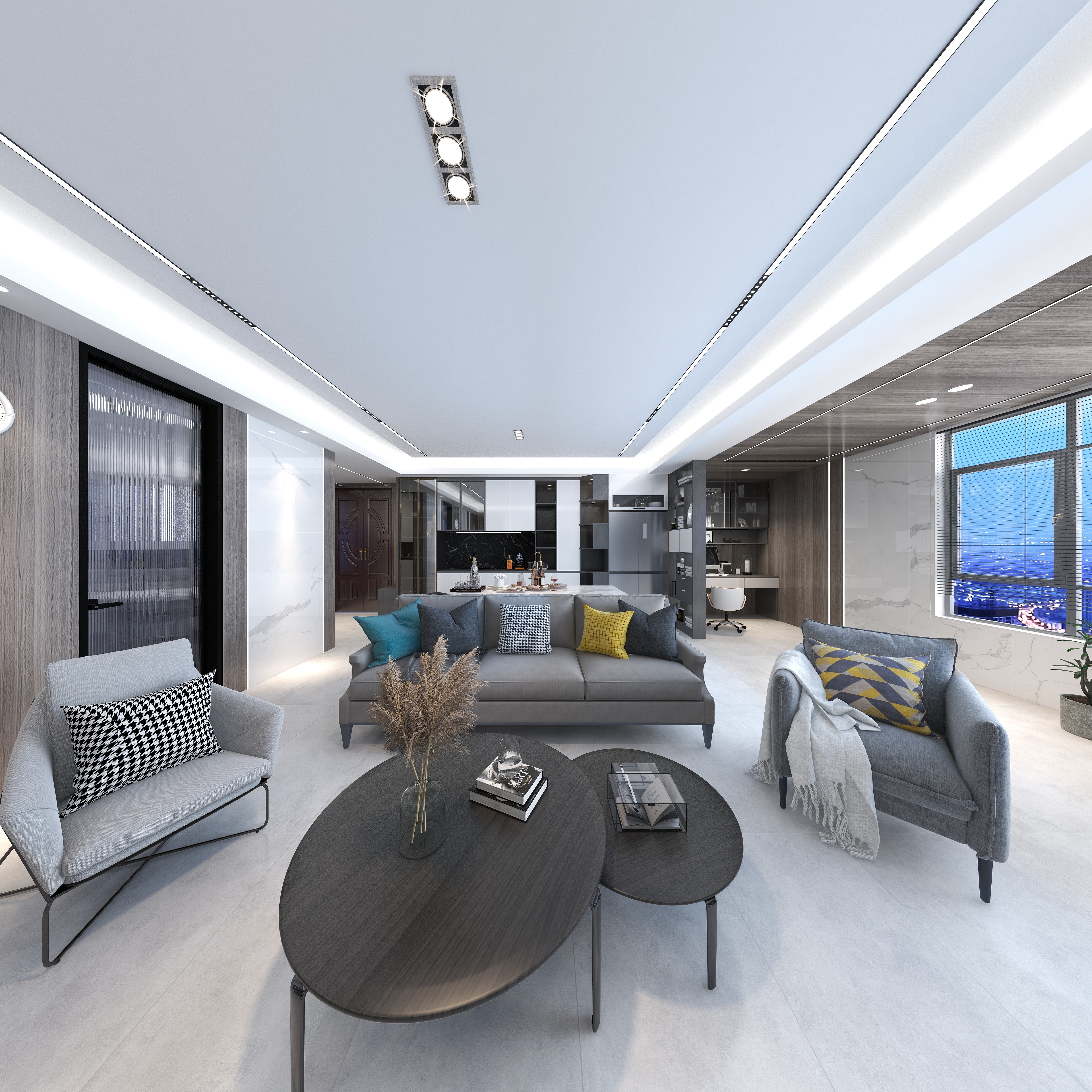 西安奥创设计-缇香郡 三居室-（黑白灰 现代）-装修设计方案