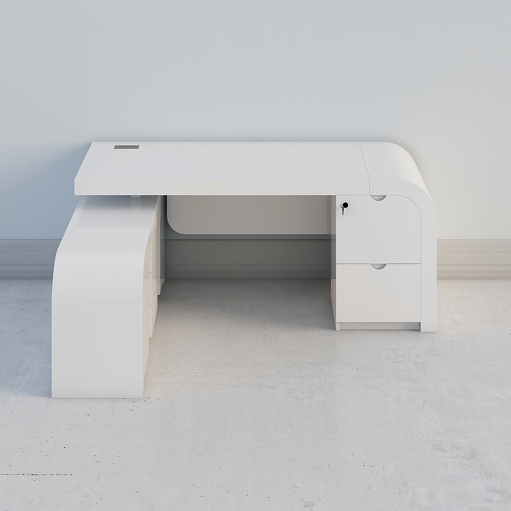 Chicent L-shaped Modern Executive Desk with Ample Storage Left Hand in White