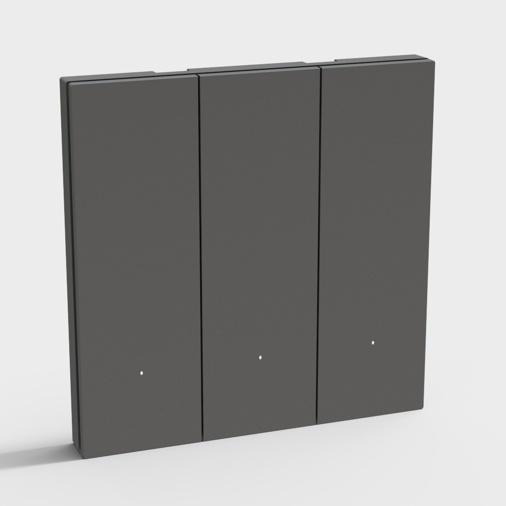  美的-三路灯光开关 古鼎灰 Zigbee 3.0-D3ZDK-33D模型