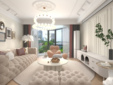陈辉-136平方法式奶油风三居装修效果图