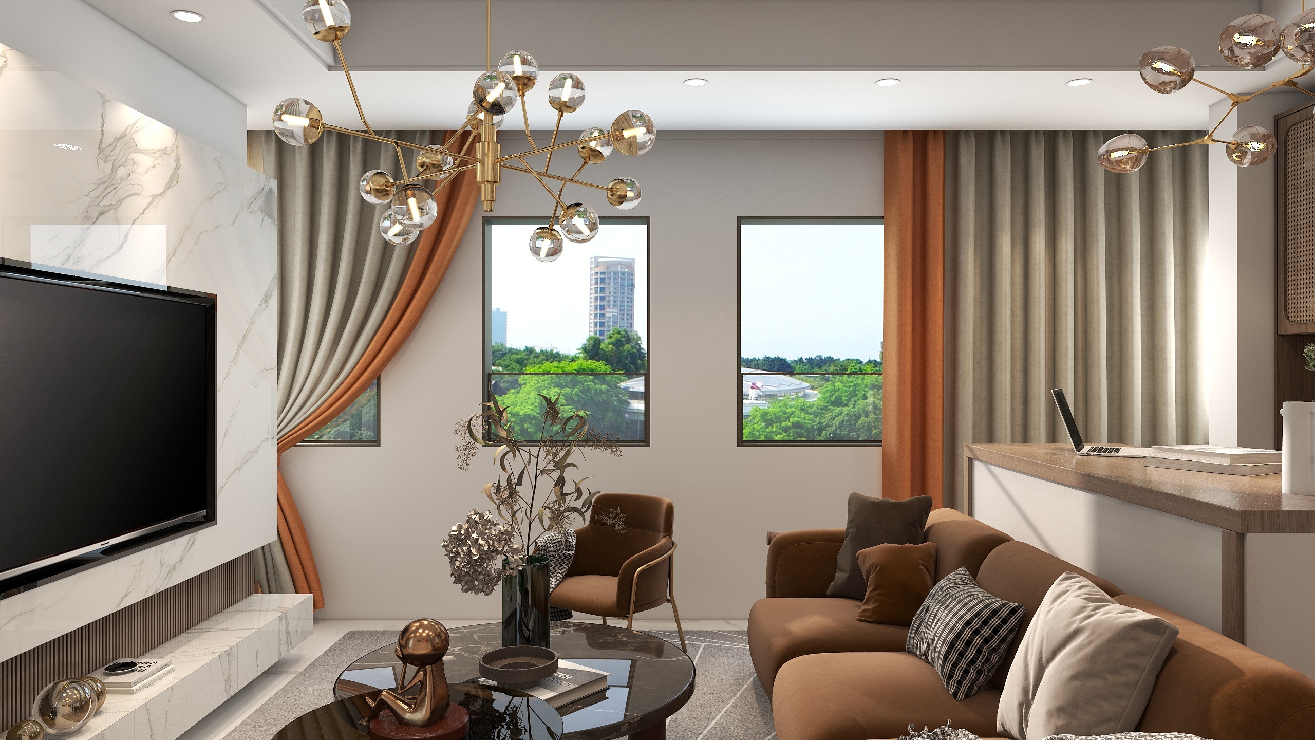 楚岚D-瑞和园89.50㎡B户型3室2厅1卫装修效果图