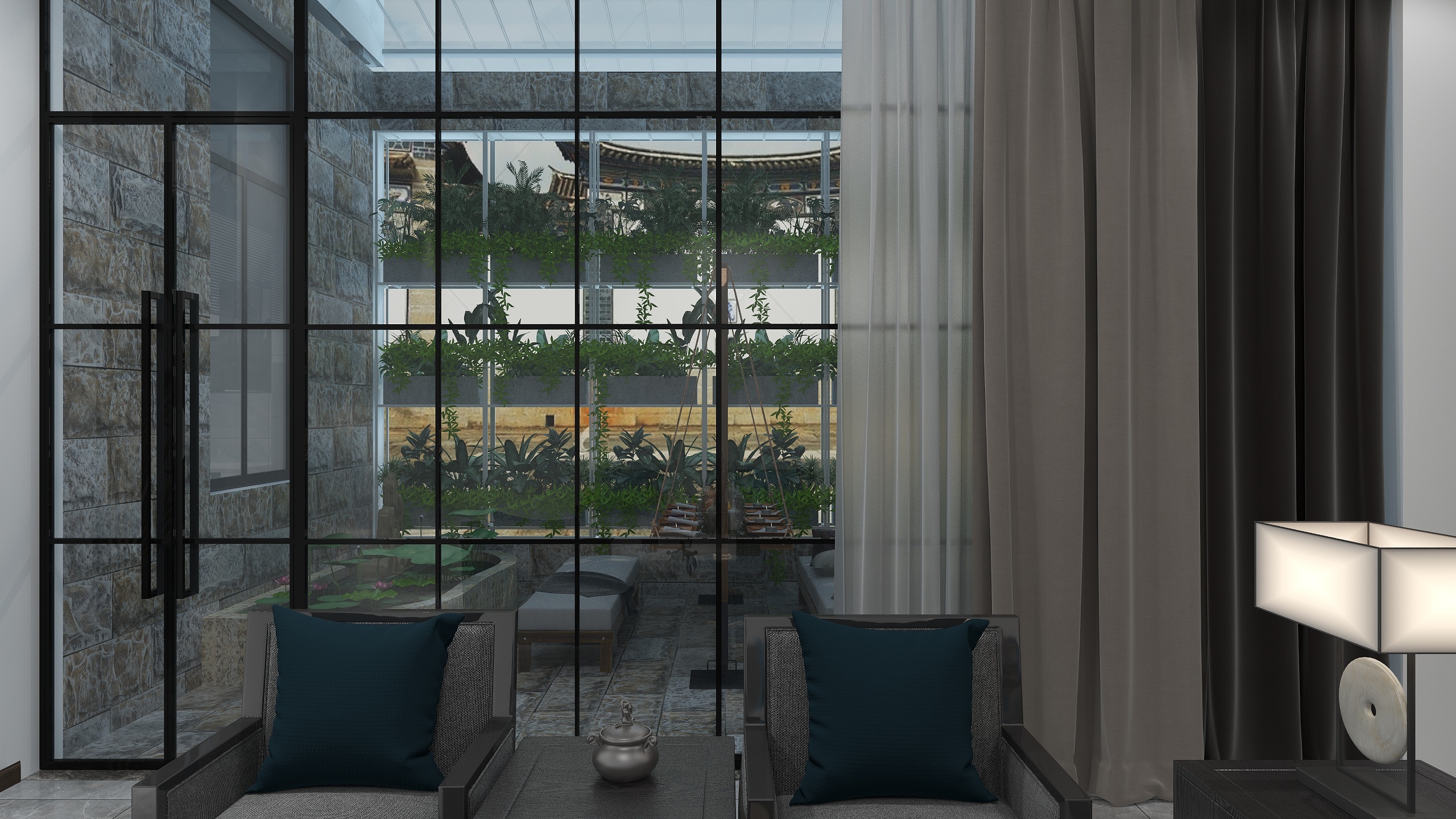 DESIGNER田策-大理密湾穆宅一层-装修设计方案