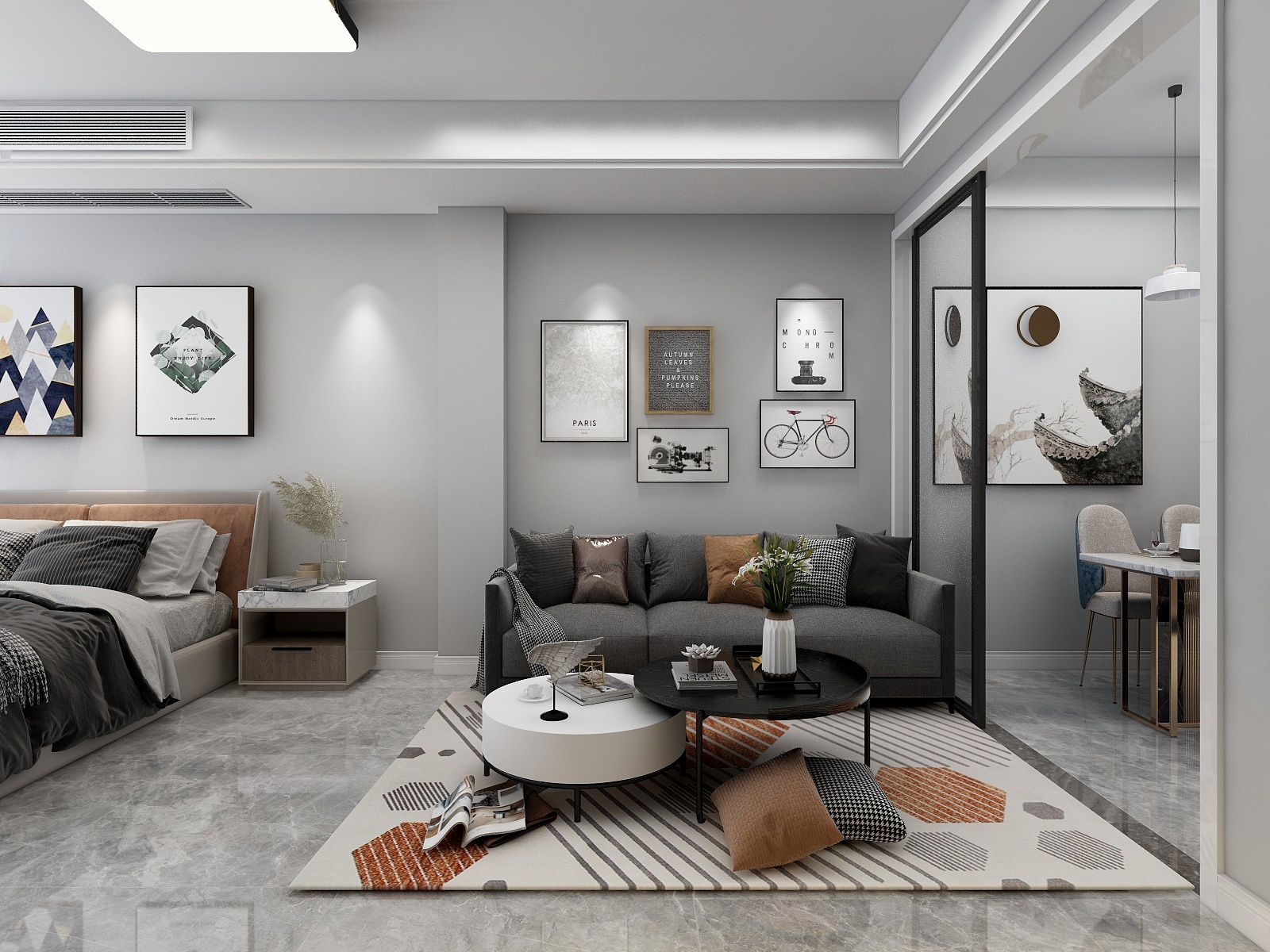 100元设计方案-117平米现代简约风格两室装修效果图