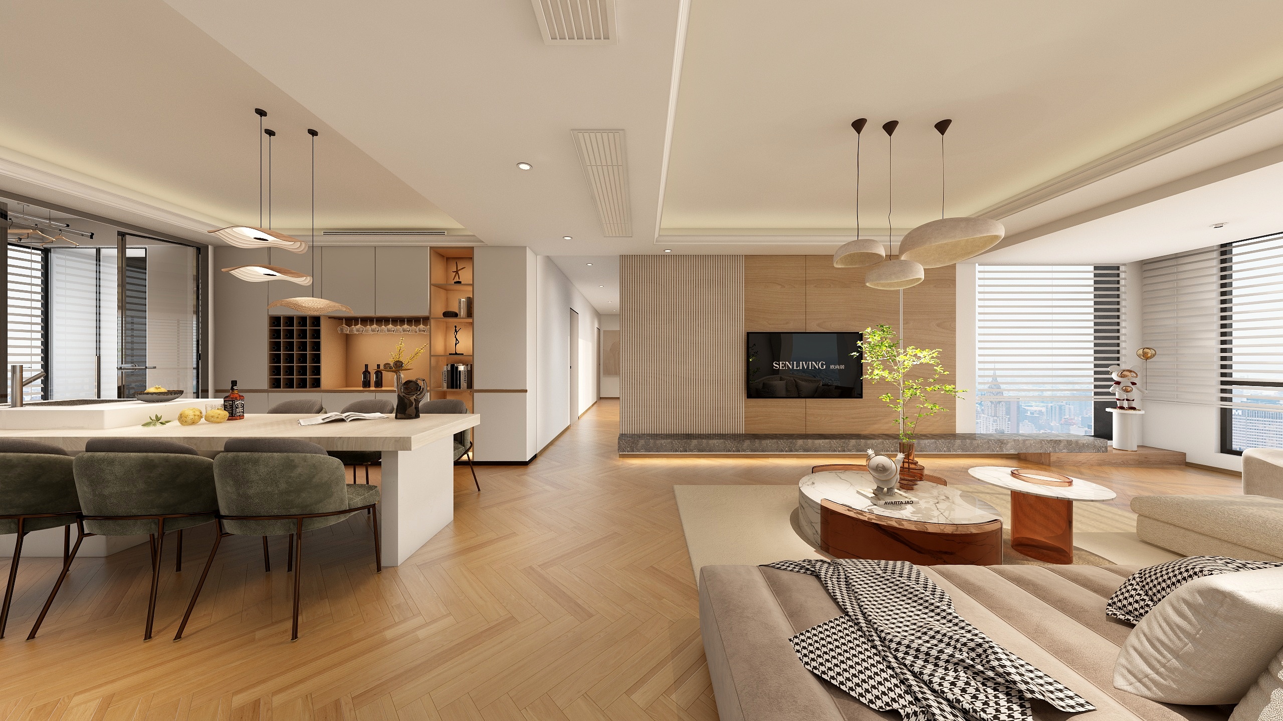 独立设计师青禾-奶咖色原木极简原创-装修设计方案