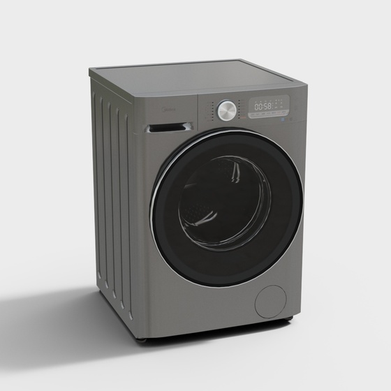 Midea Drum Washing Machine 3D Model in Black and Gray