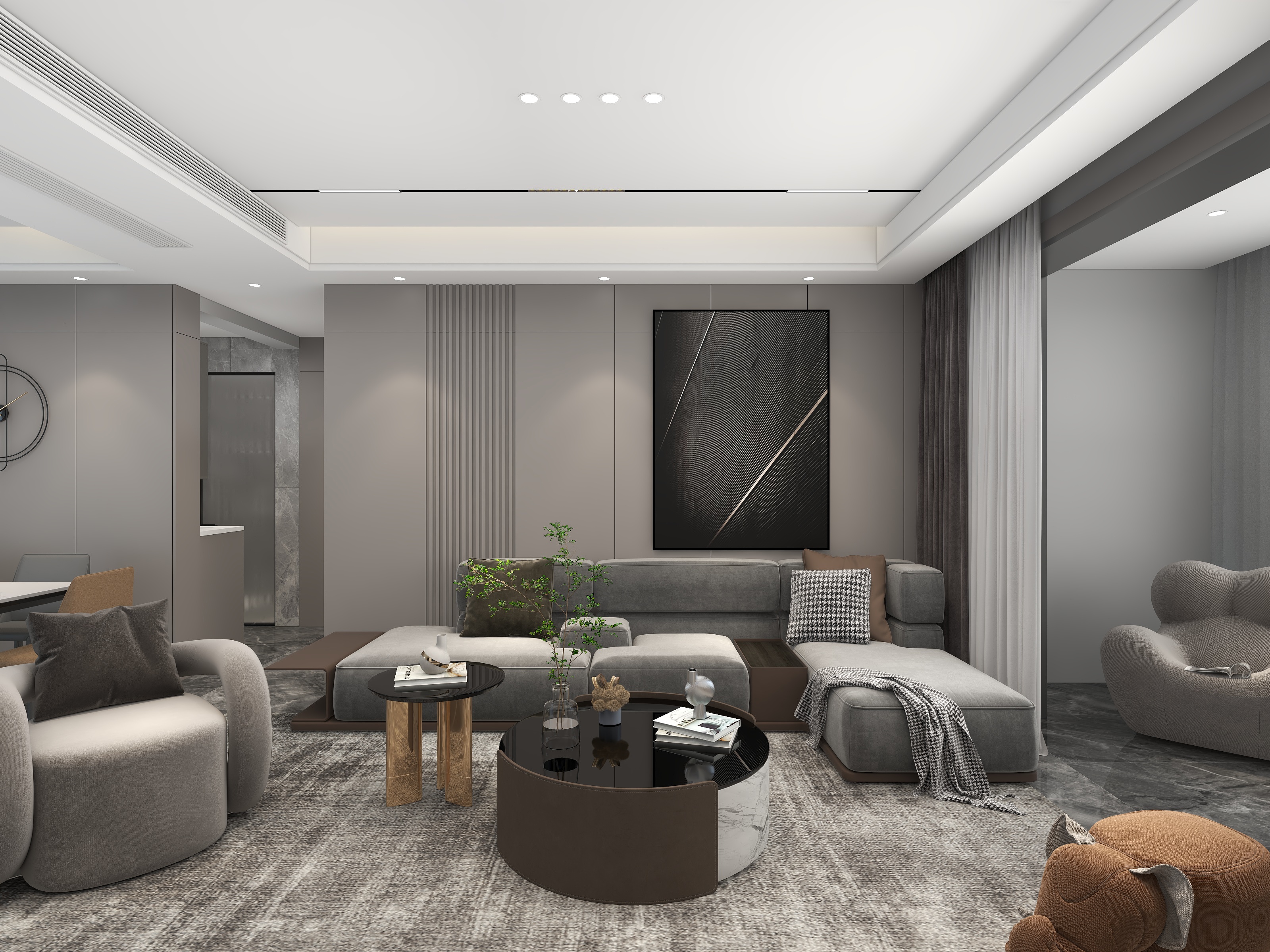 全景VIP设计-104平现代三居装修效果图