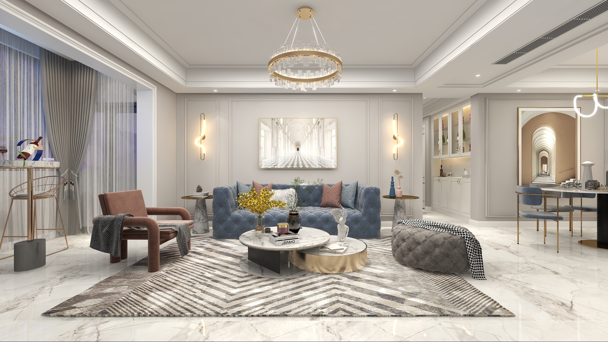 誉境|ArtDesign-《碧桂园大都会》120m²法式轻奢风格装修效果图