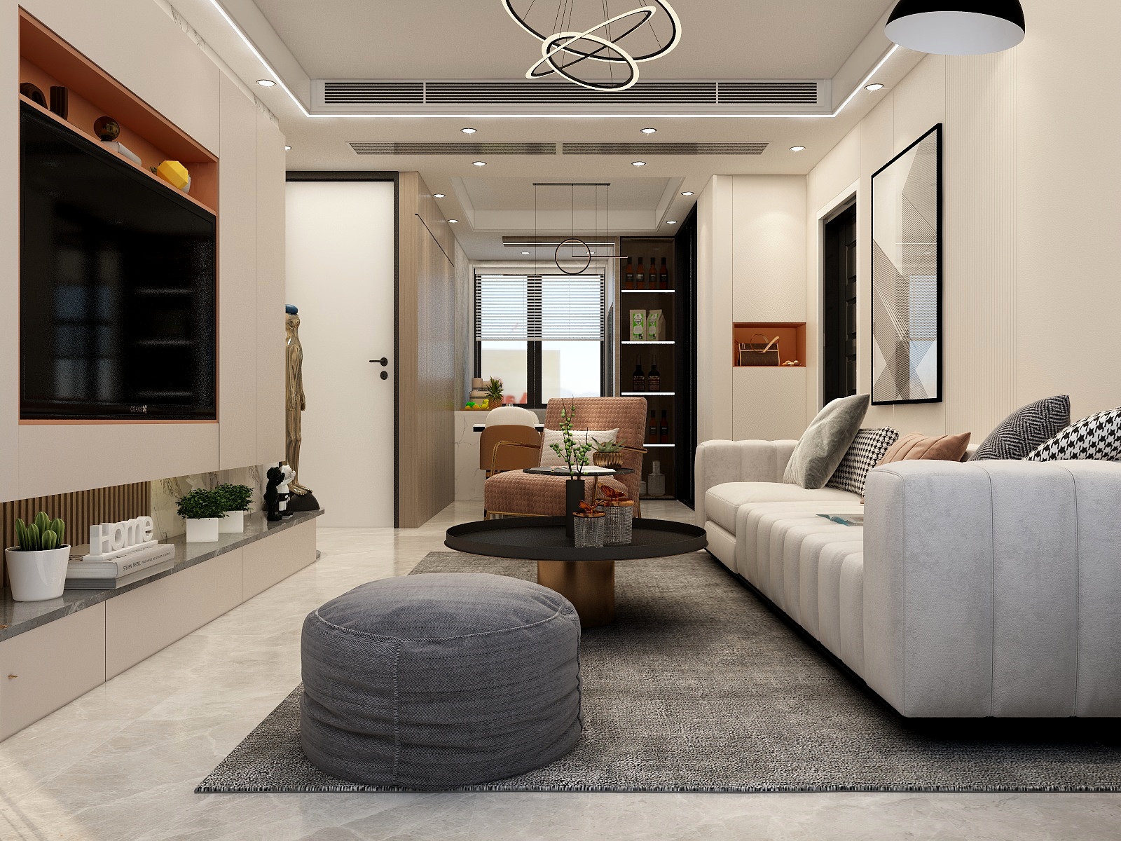 张旭-75平米现代轻奢两室一厅装修效果图