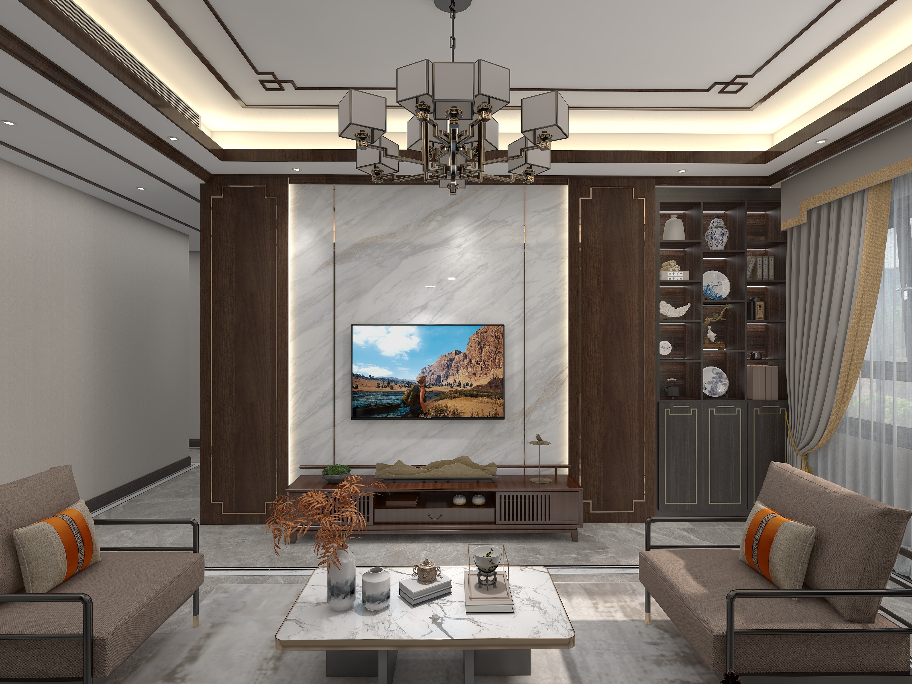 壹腻-新中式装修效果图