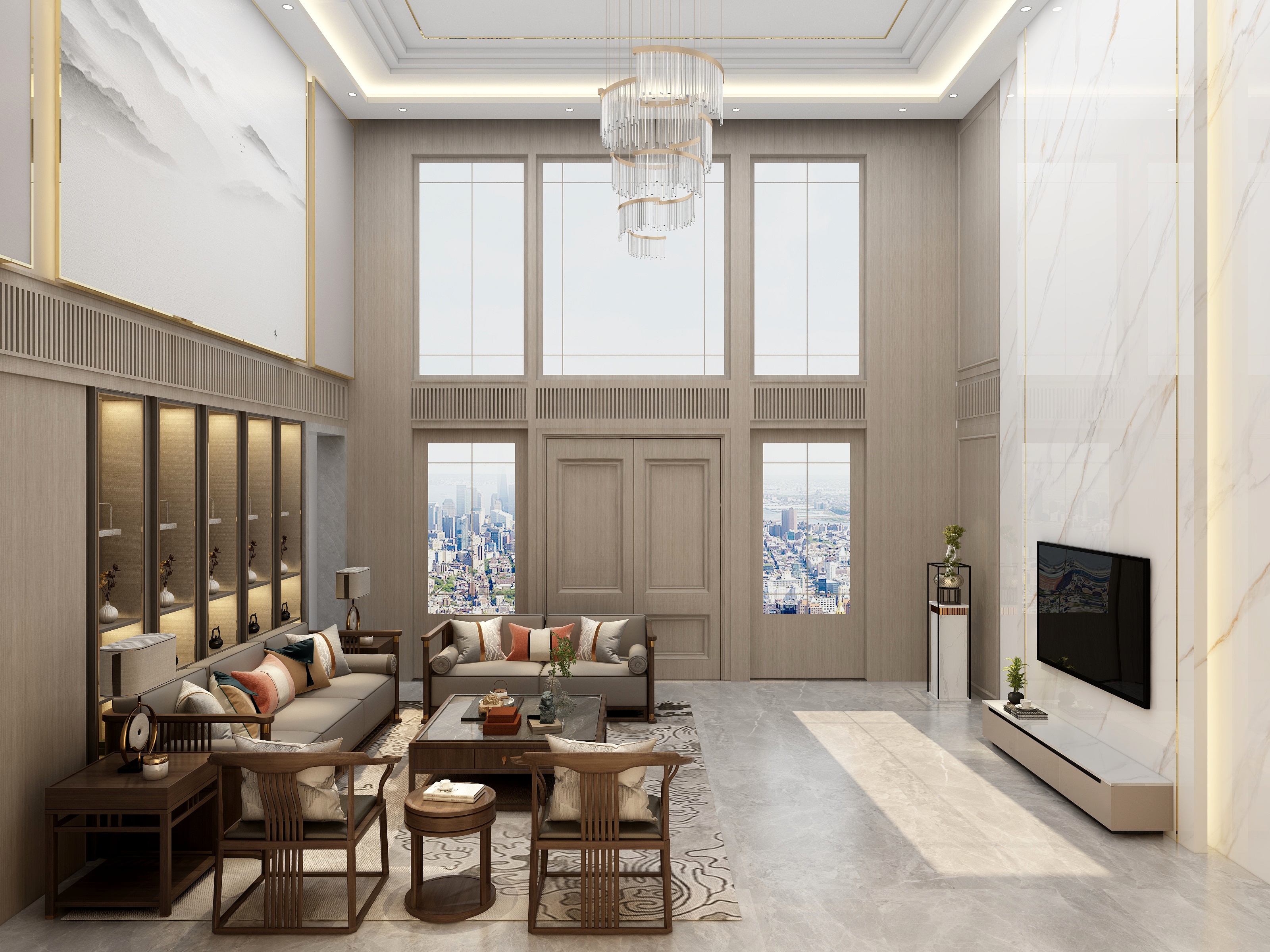 大设-新中式别墅挑空-装修设计方案