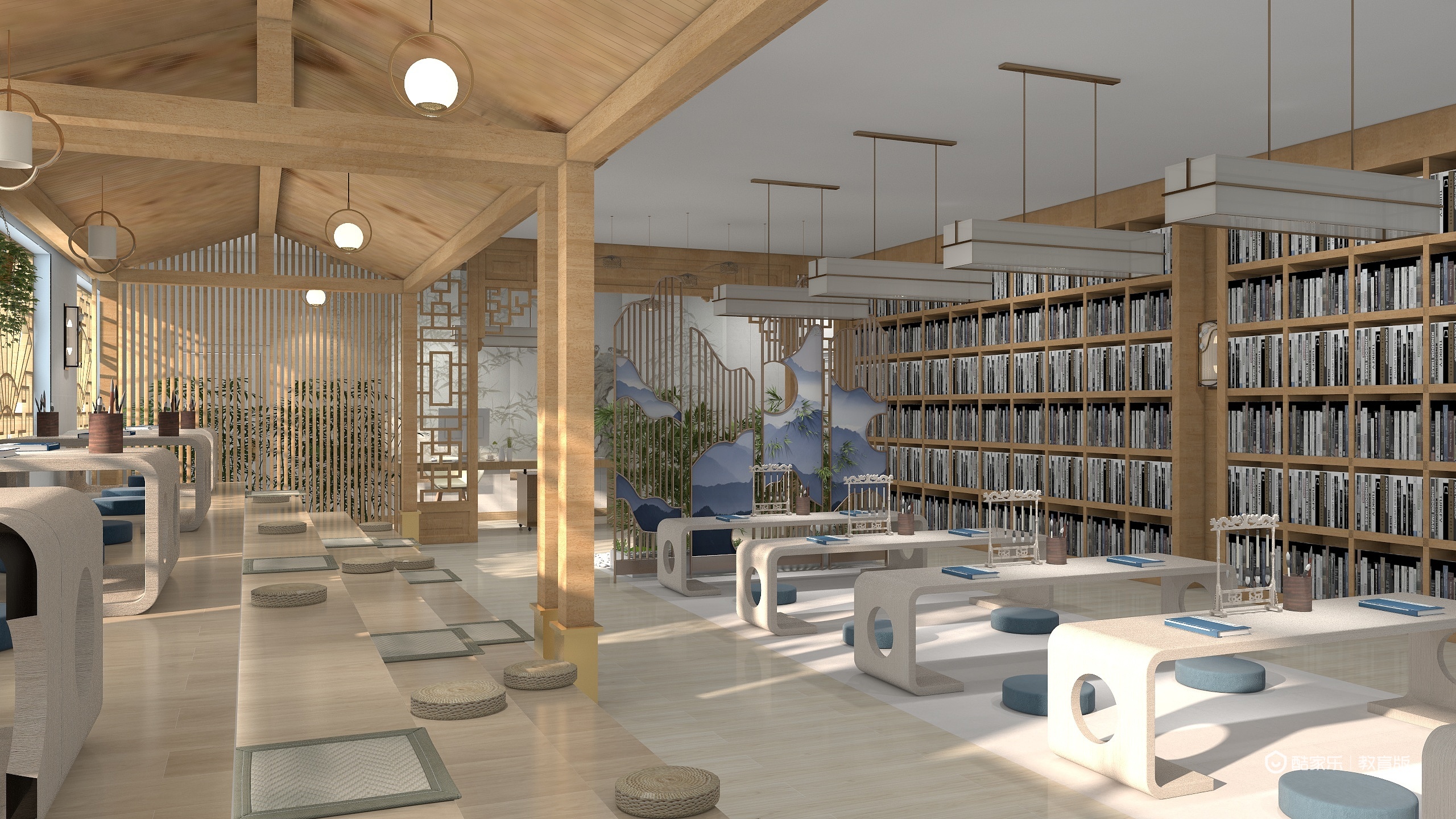 超粘的粘nbSa-新中式图书室-装修设计方案