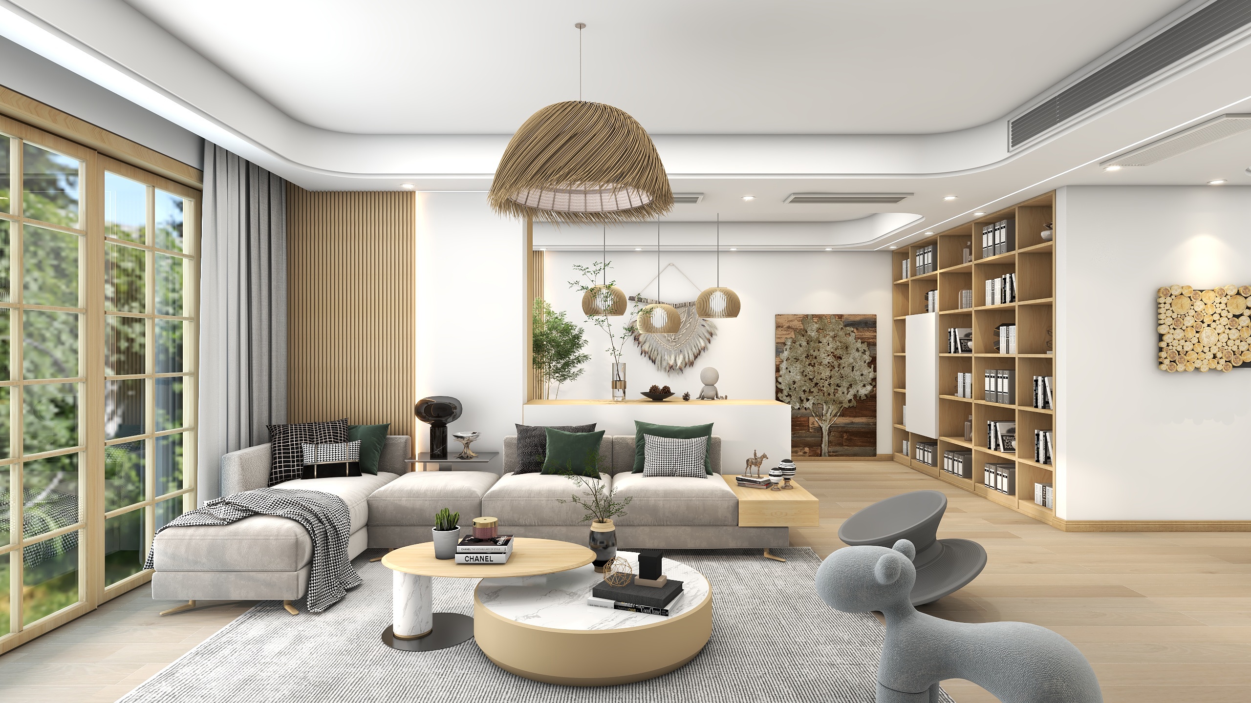 归尘a-恒大湖山半岛-159平-北欧风客餐厅主卧-装修设计方案