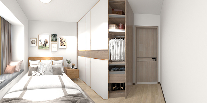 林鹿全案设计-崖城金色家园100平G3户型北欧风格-装修设计方案