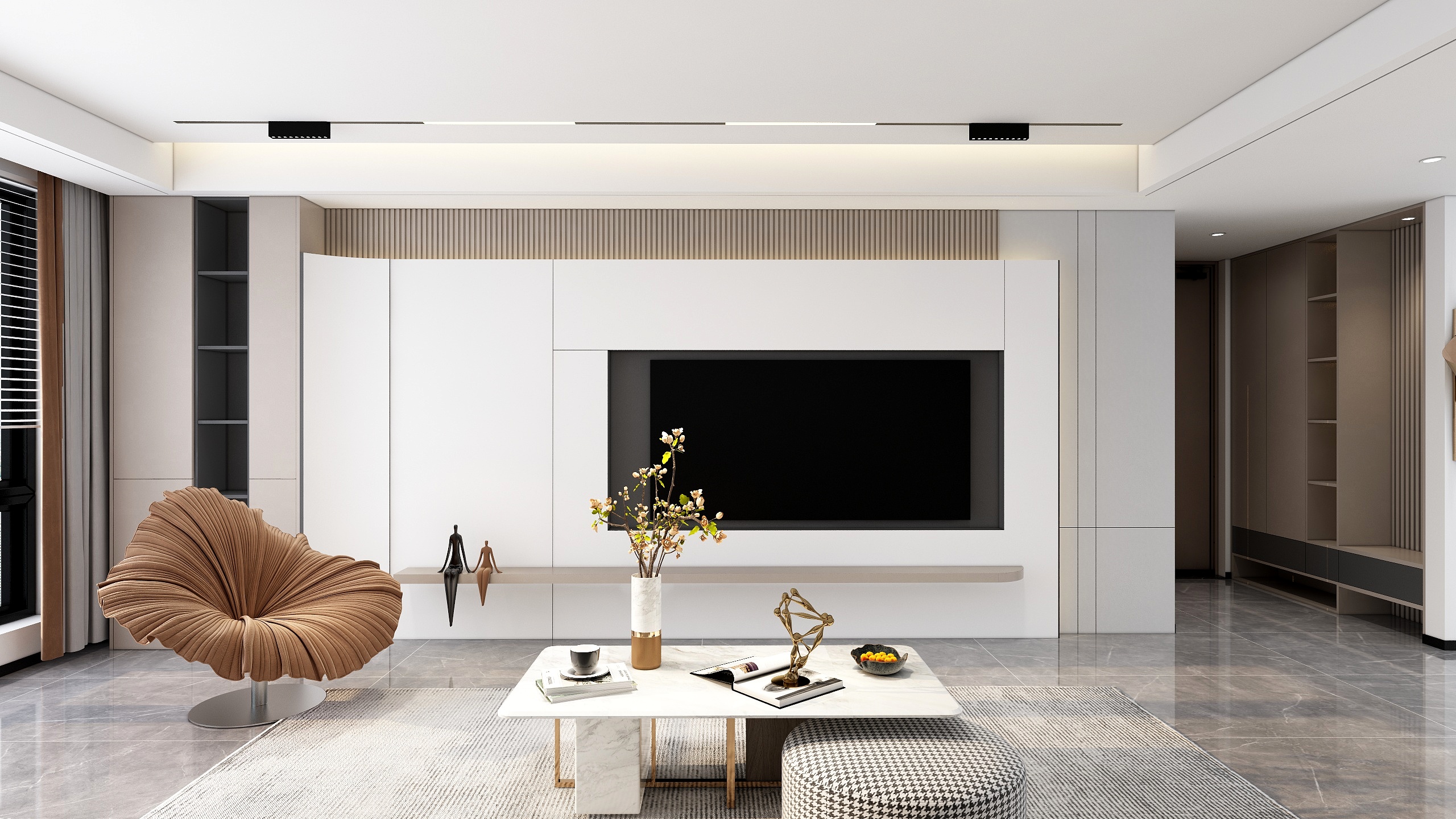 设计师一自有安排-全屋定制-现代简约客餐厅-装修设计方案