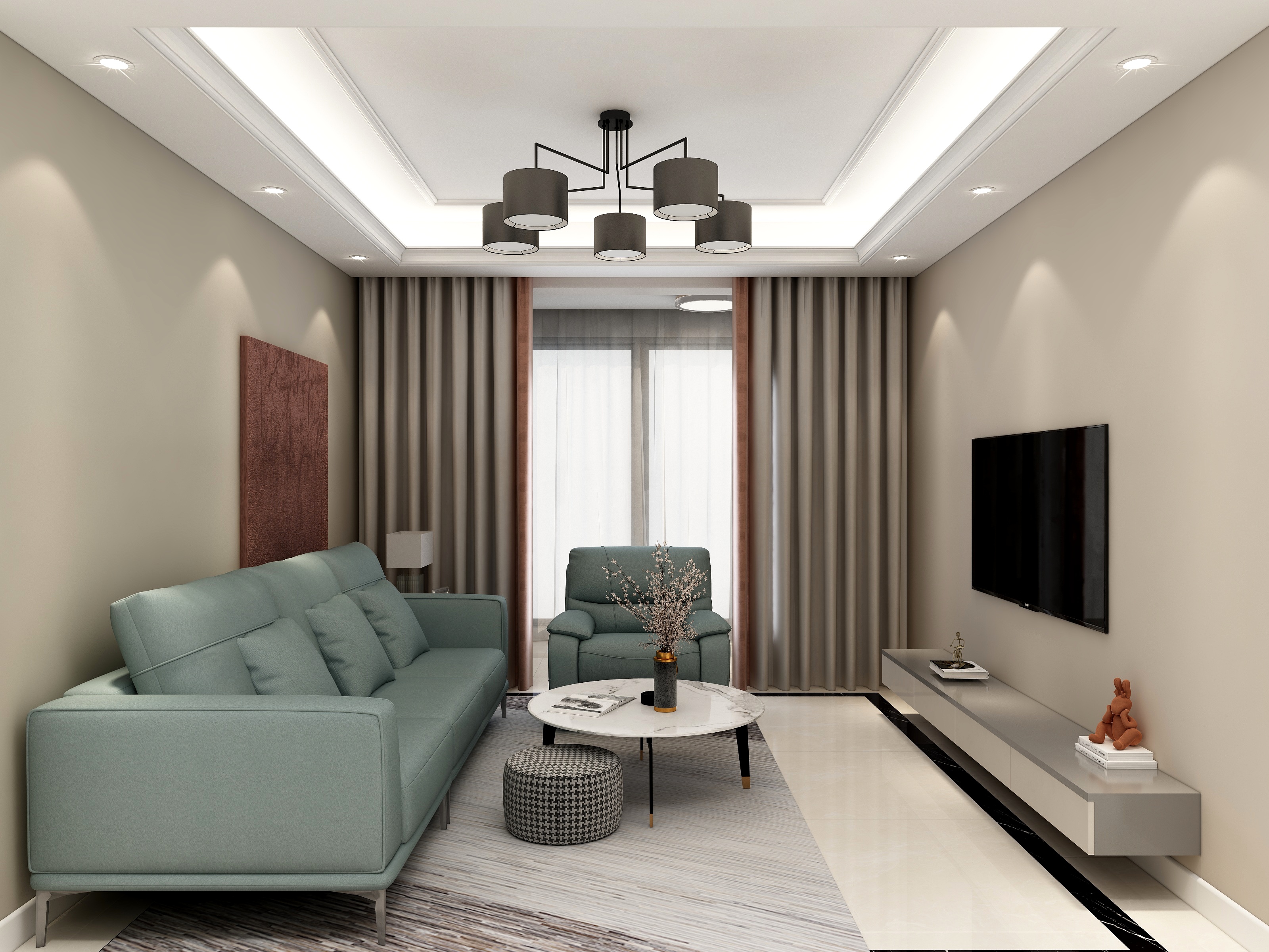 全景VIP设计-84平现代三居装修效果图