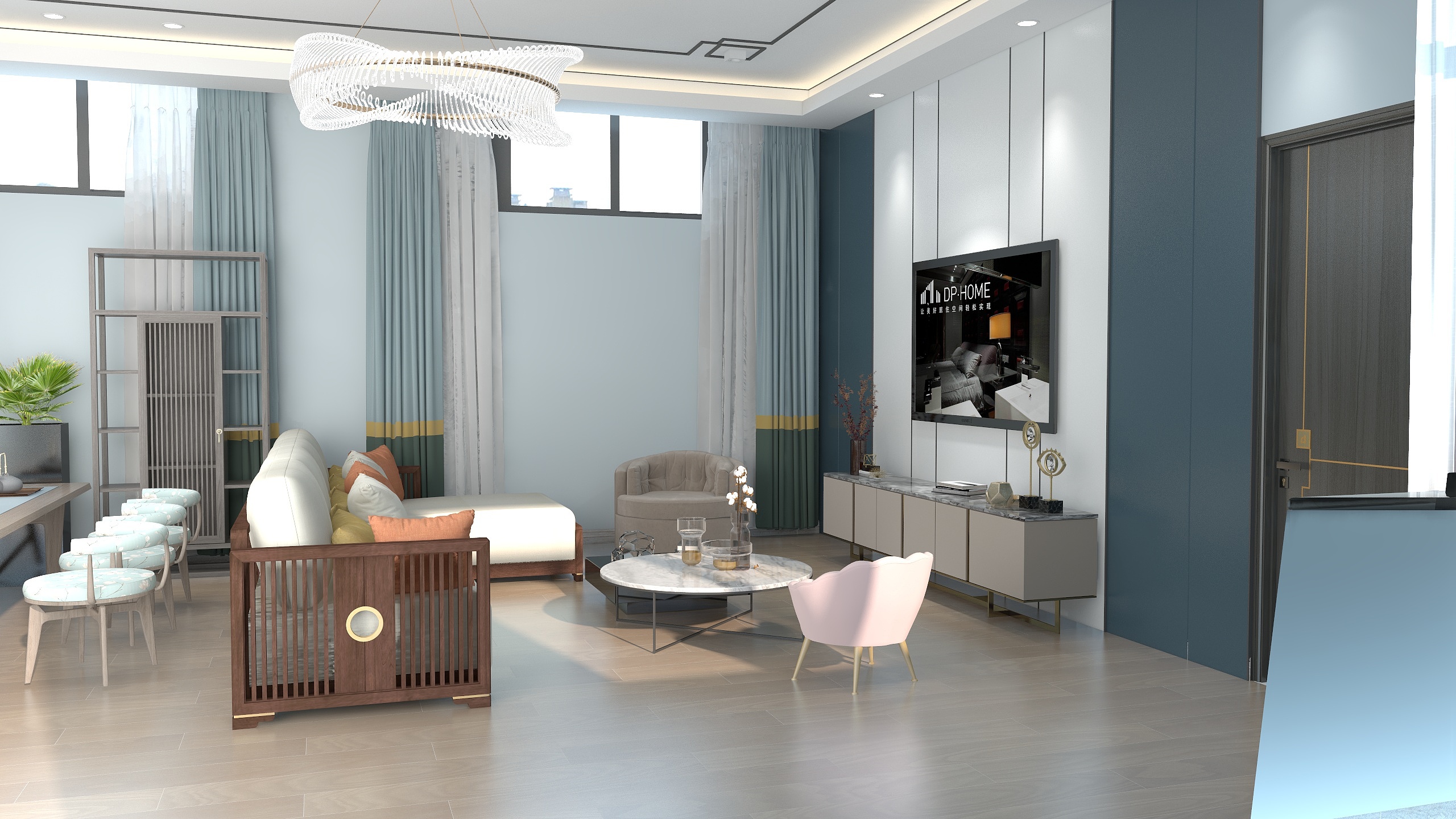 汝州市国营装饰-中式混搭现代风格自建房-装修设计方案