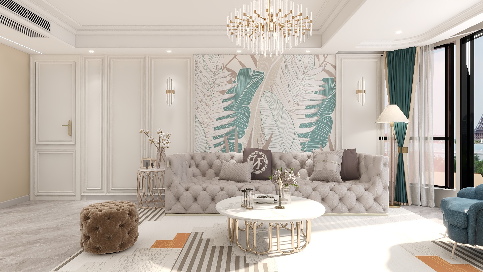 一品设计YP-123m²现代轻奢三居室装修效果图