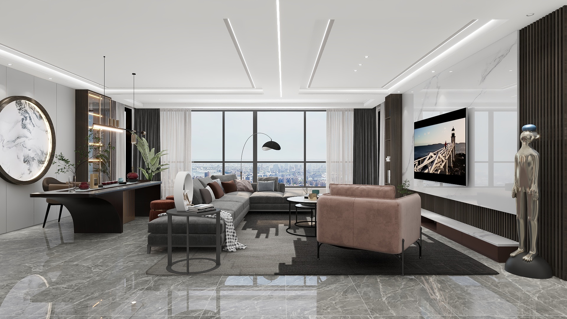 一品设计YP-178m²现代轻奢装修效果图