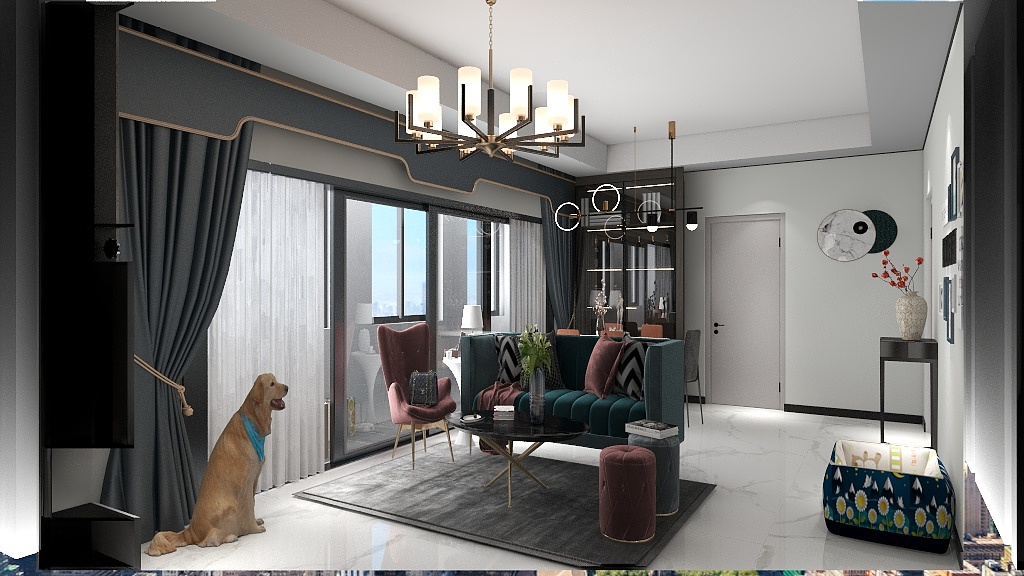 黑白色的灰灰-瑞和园89.50㎡B户型3室2厅1卫-装修设计方案