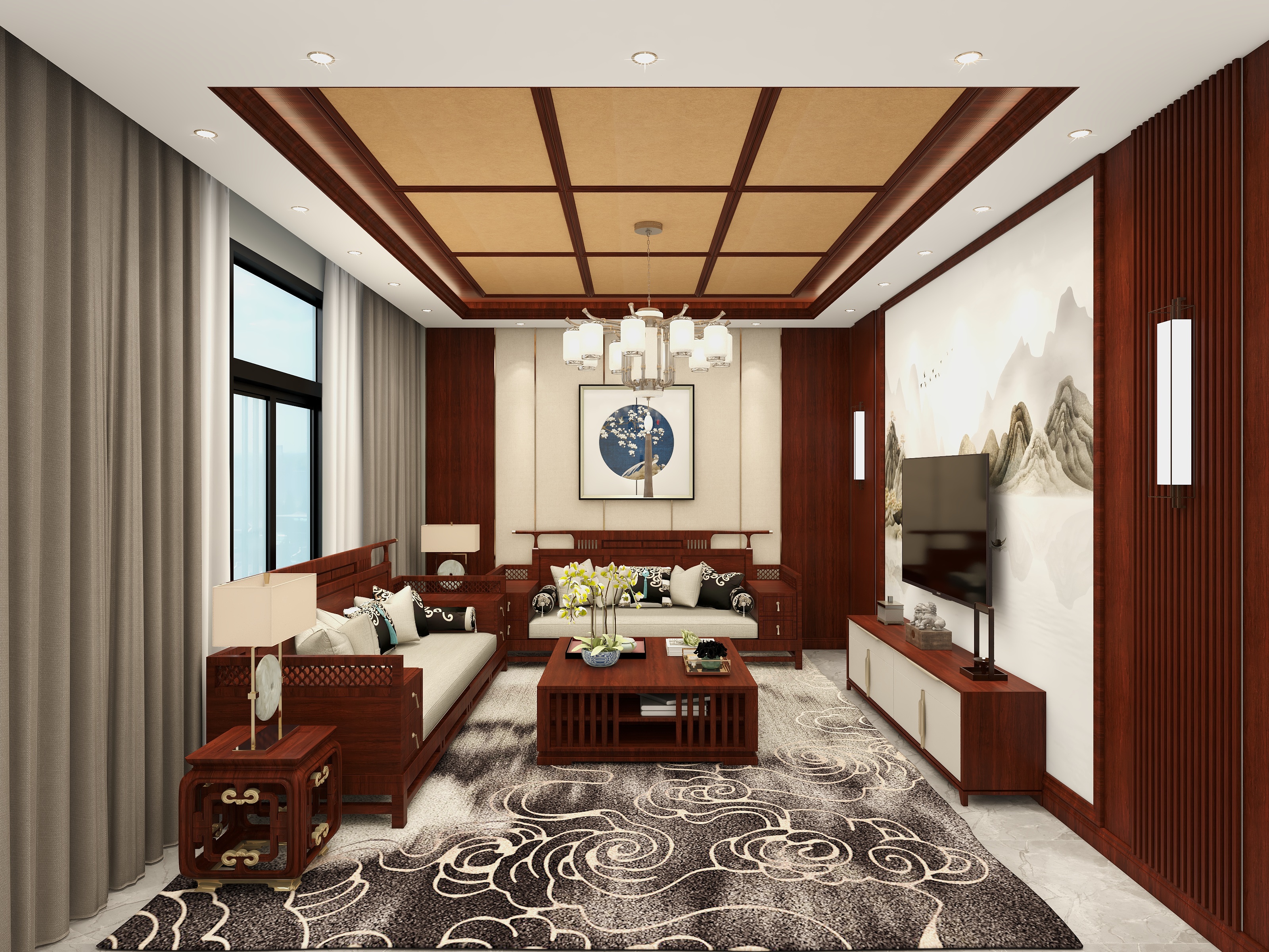 设计丨张超杰-新中式丶展厅装修效果图