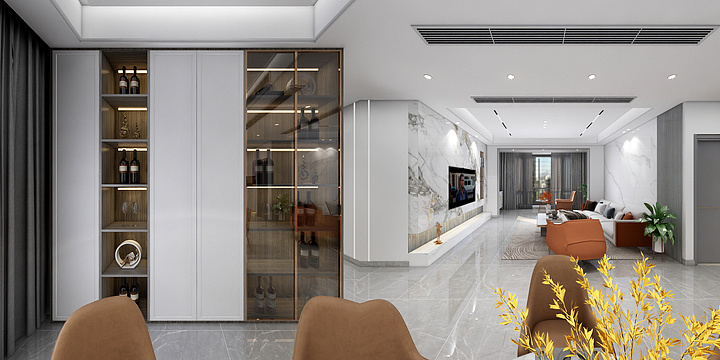 北海装修李工-天赐锦园-现代简约四房-无主灯-装修设计方案